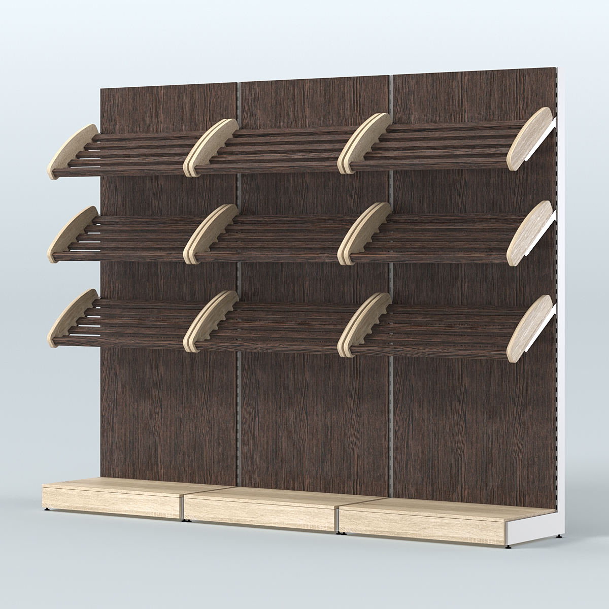 Стеллаж для хлеба и выпечки с тремя наклонными полками трех-секционный СХНП-03 Дуб Сонома + Дуб Венге