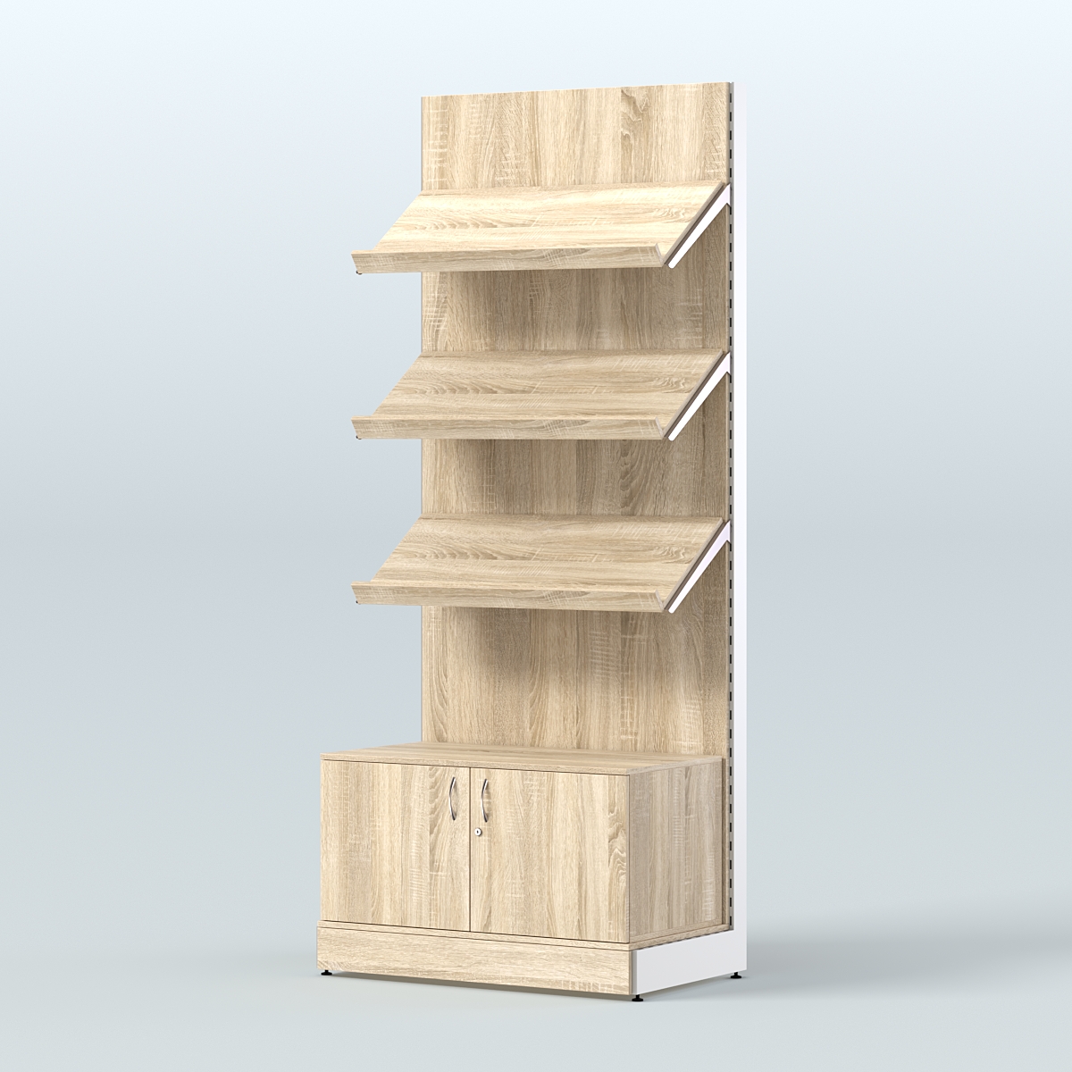 Стеллаж для хлеба и выпечки с тремя наклонными полками и накопителем СХНПН-01 Дуб Сонома