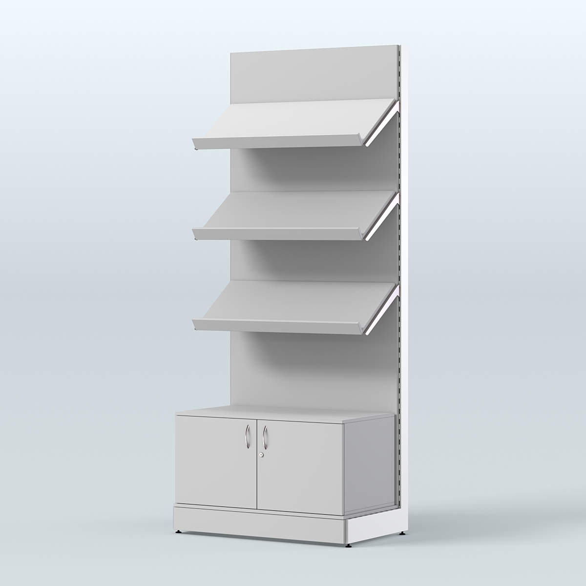 Стеллаж для хлеба и выпечки с тремя наклонными полками и накопителем СХНПН-01 Серый