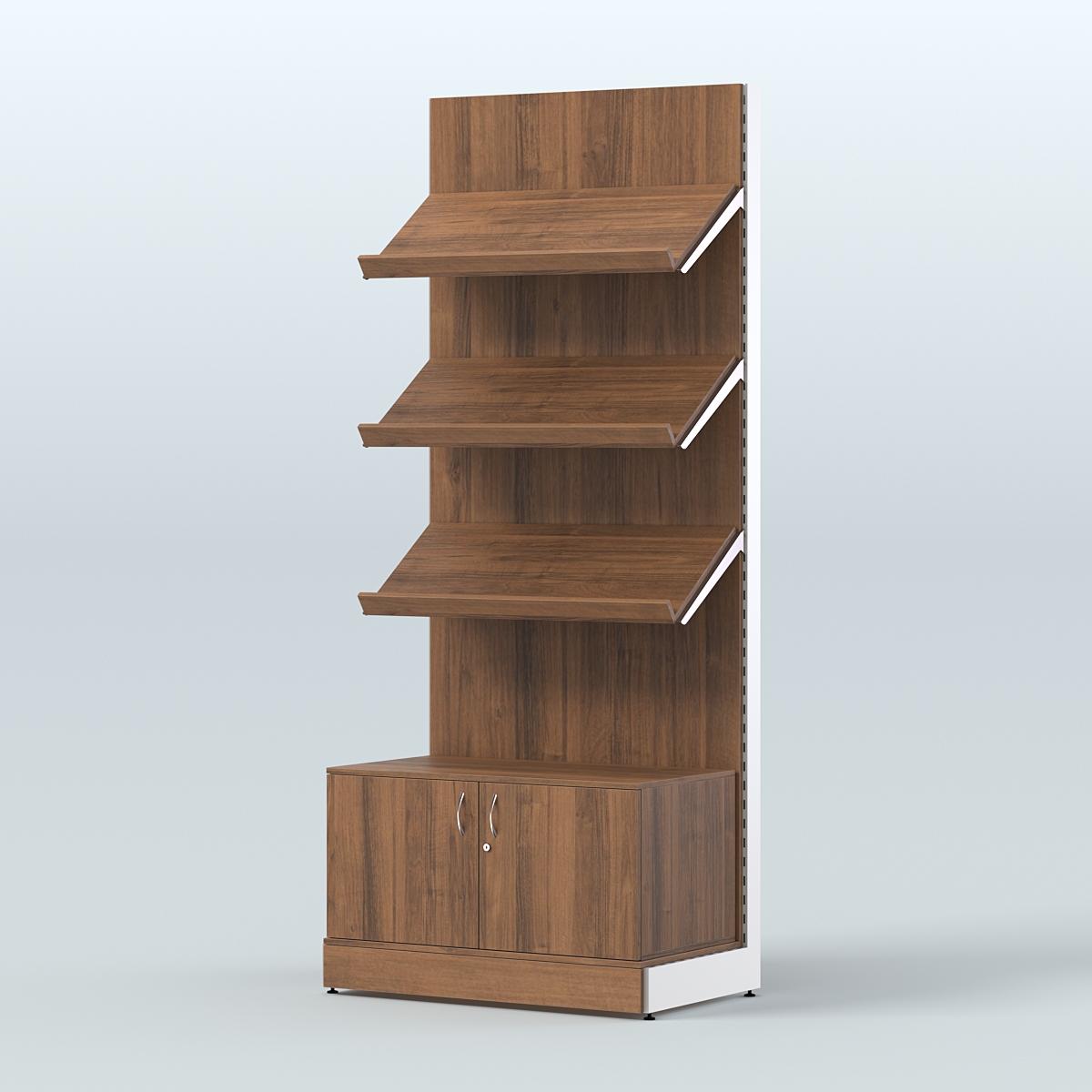 Стеллаж для хлеба и выпечки с тремя наклонными полками и накопителем СХНПН-01 Орех