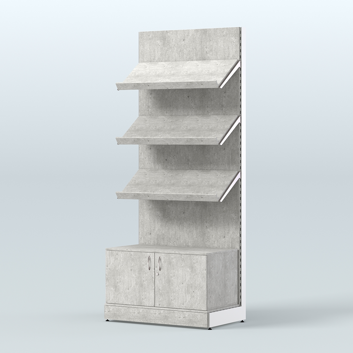 Стеллаж для хлеба и выпечки с тремя наклонными полками и накопителем СХНПН-01 Метрополитан Грей