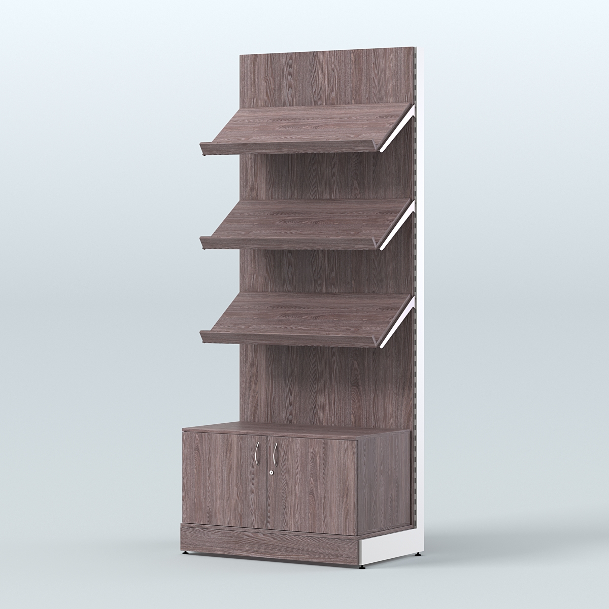 Стеллаж для хлеба и выпечки с тремя наклонными полками и накопителем СХНПН-01 Ясень Анкор темный