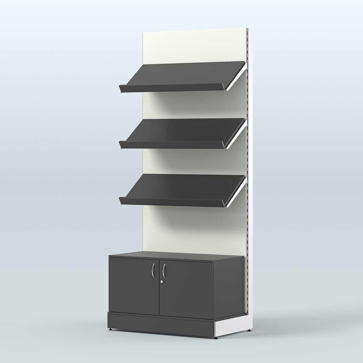 Стеллаж для хлеба и выпечки с тремя наклонными полками и накопителем СХНПН-01 Черный и Белый