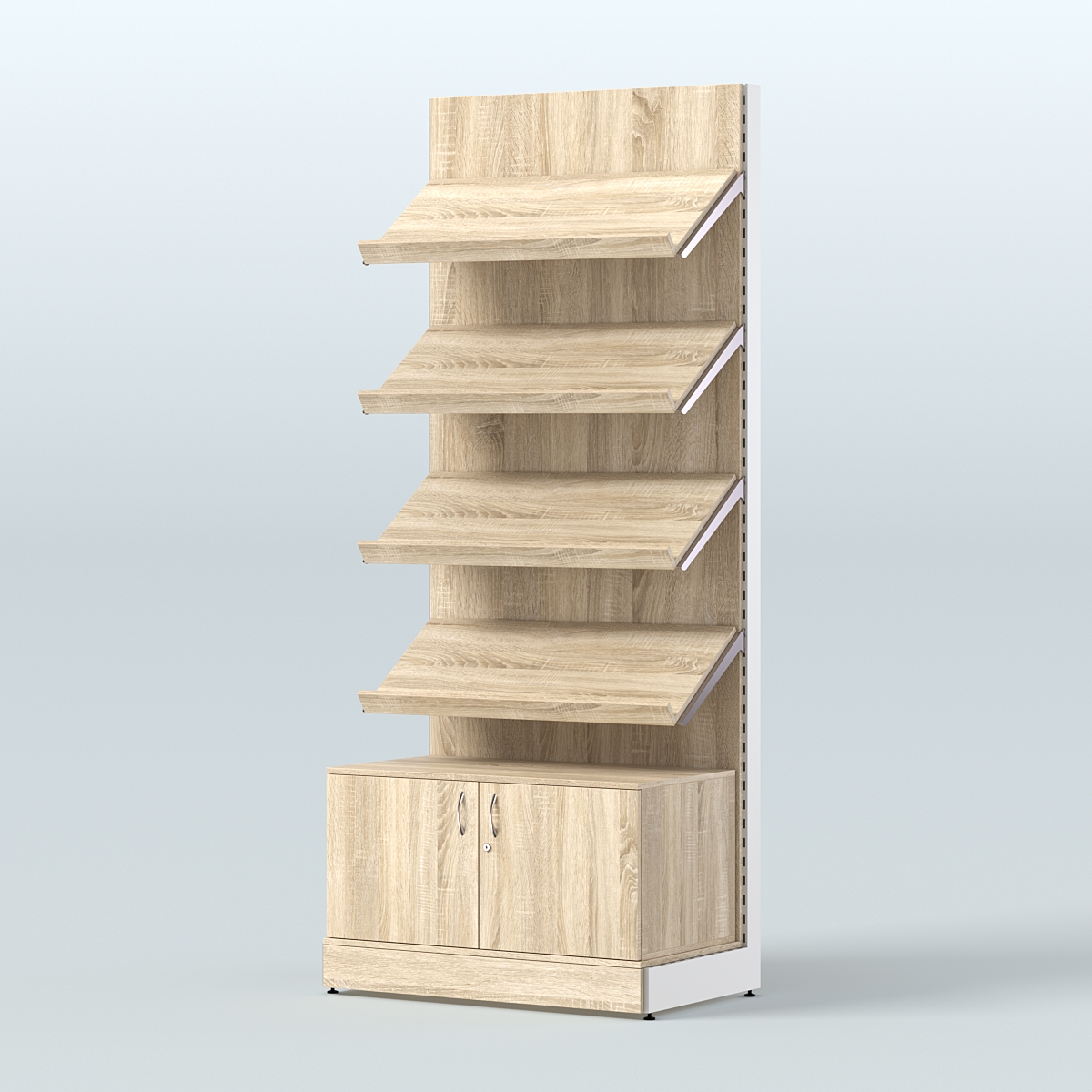 Стеллаж для хлеба и выпечки с четырьмя наклонными полками и накопителем СХНПН-02 Дуб Сонома