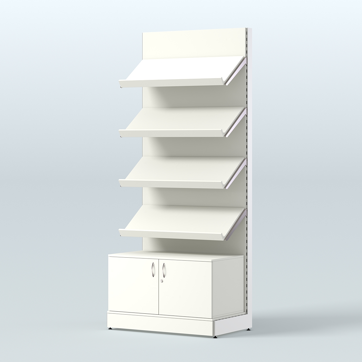 Стеллаж для хлеба и выпечки с четырьмя наклонными полками и накопителем СХНПН-02 Белый