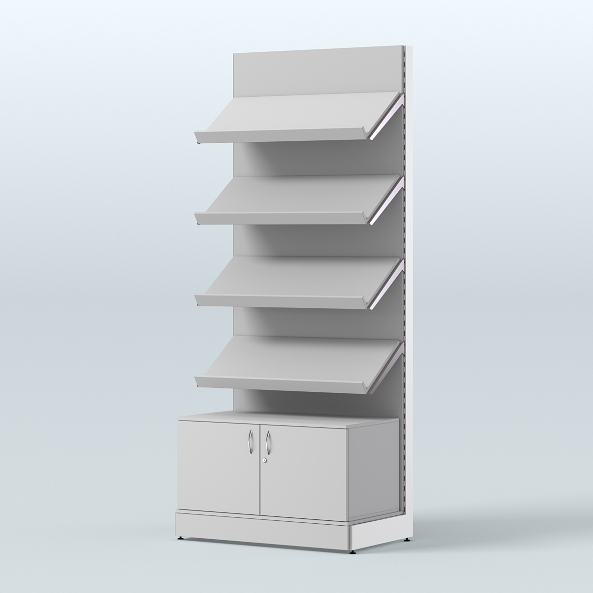 Стеллаж для хлеба и выпечки с четырьмя наклонными полками и накопителем СХНПН-02 Серый