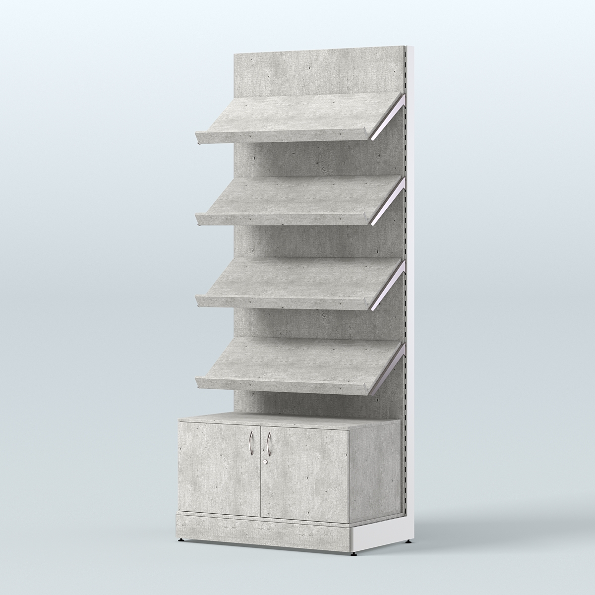 Стеллаж для хлеба и выпечки с четырьмя наклонными полками и накопителем СХНПН-02 Метрополитан Грей