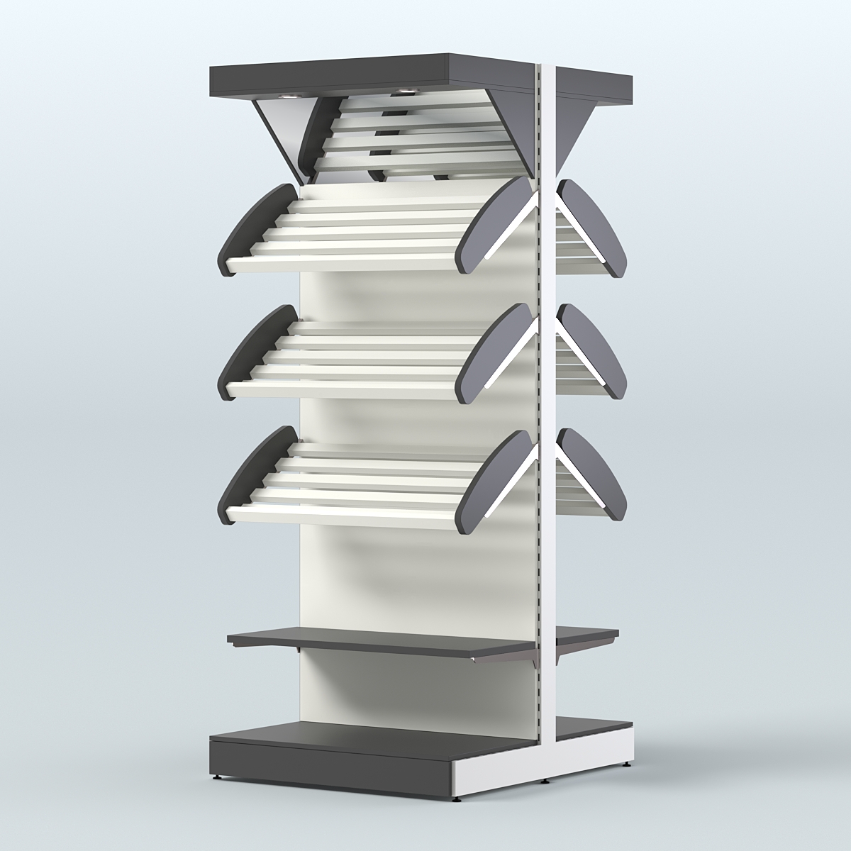 Островной высокий стеллаж для хлеба и выпечки Феникс №9 Черный и Белый