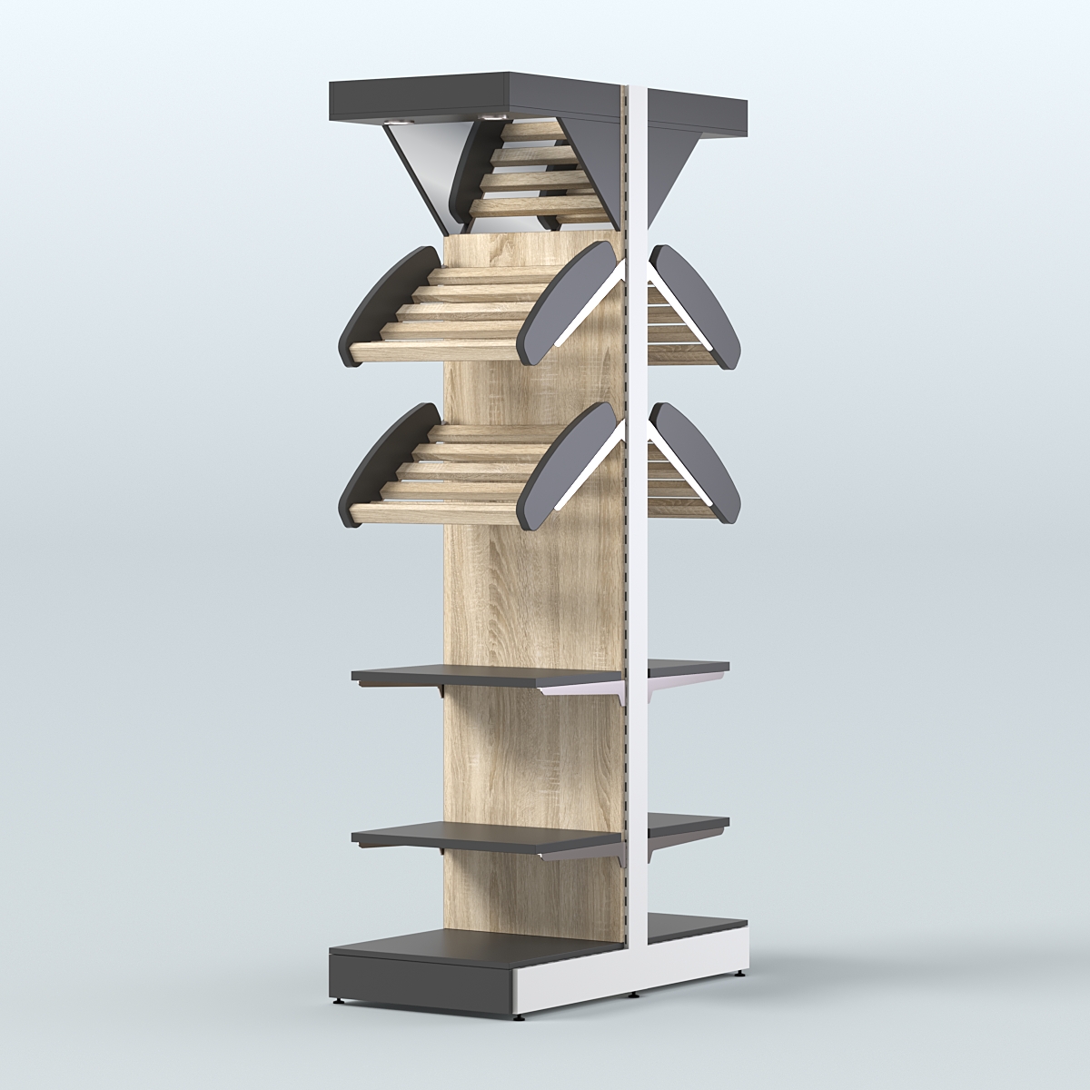 Островной высокий стеллаж для хлеба и выпечки Феникс №18 Черный + Дуб Сонома