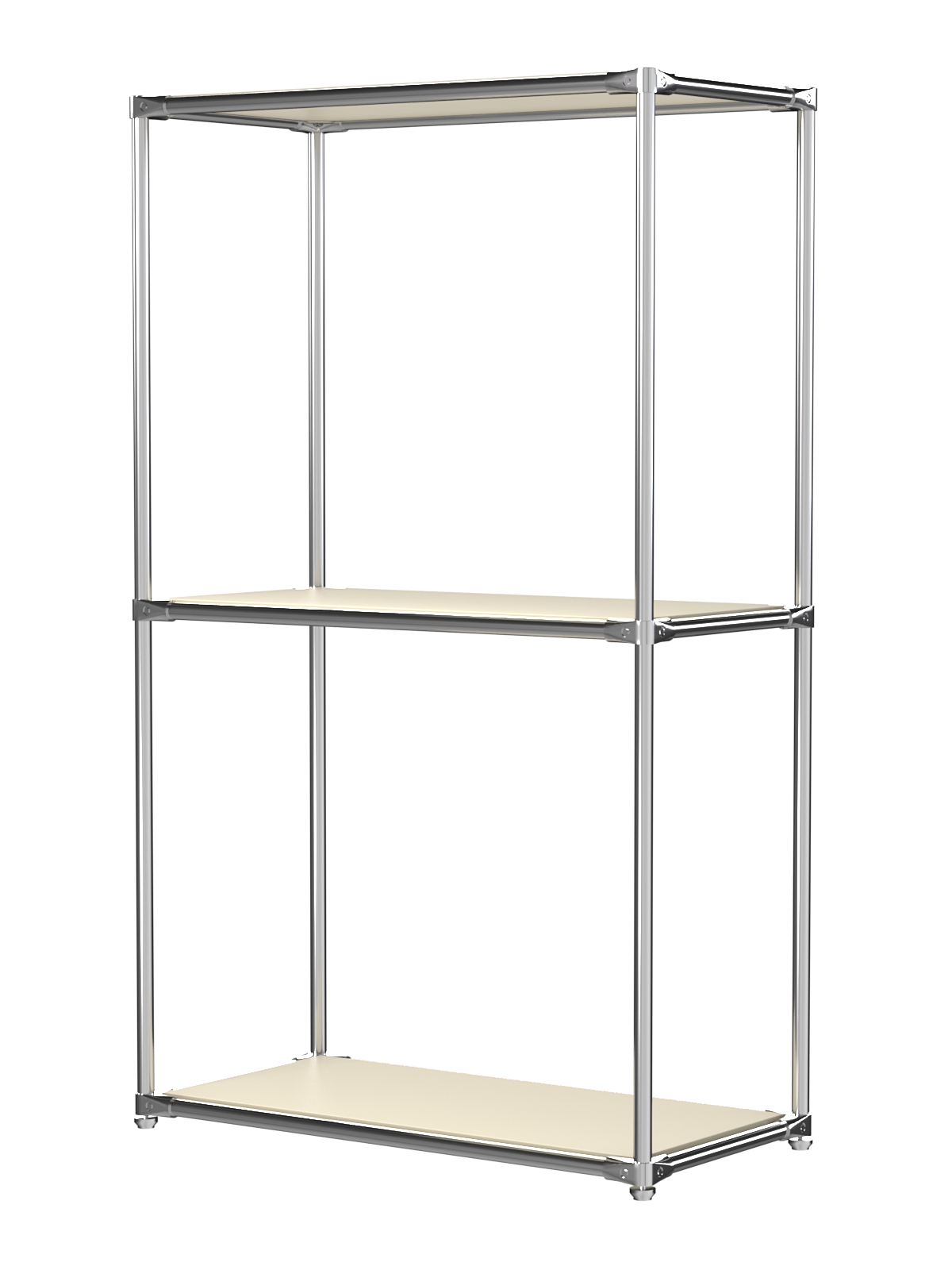 Хромированный стеллаж СТИЛЬ №2а-3 с глухими полками Крем Вайс