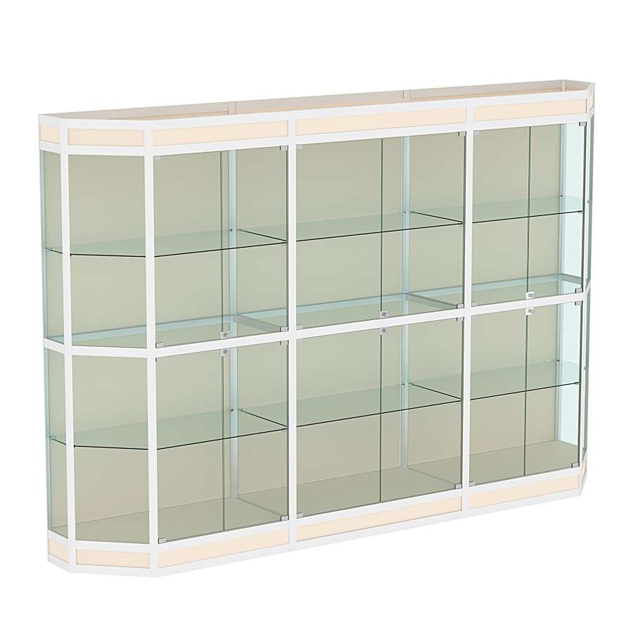 Витрина из профиля Трапеция №3 (3-ех метровая) Крем Вайс