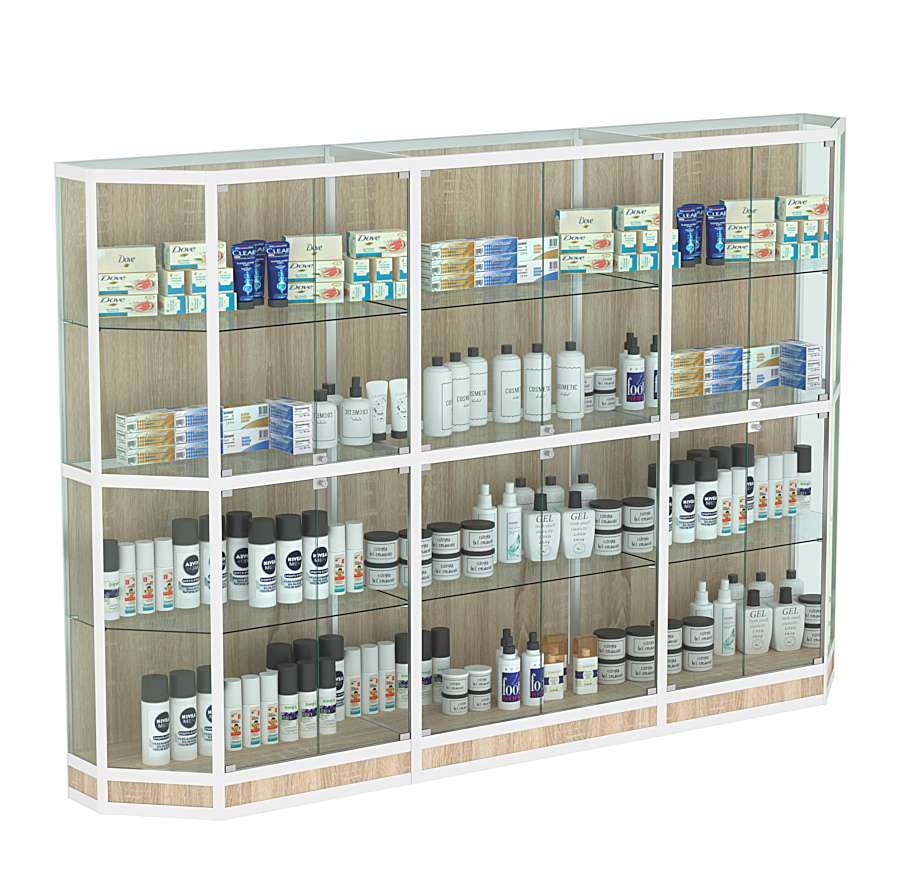 Витрина из профиля Трапеция №4 (3-ех метровая) Дуб сонома