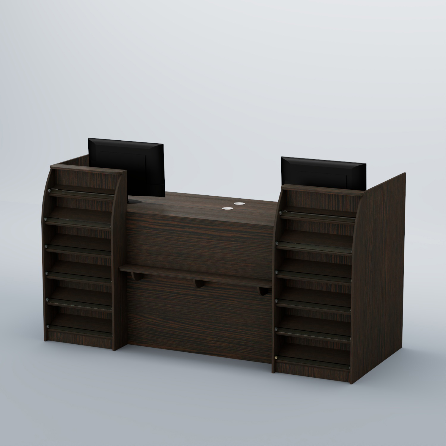 Ресепшен Атлант с фасадными наклонными полочками №3 Дуб Венге