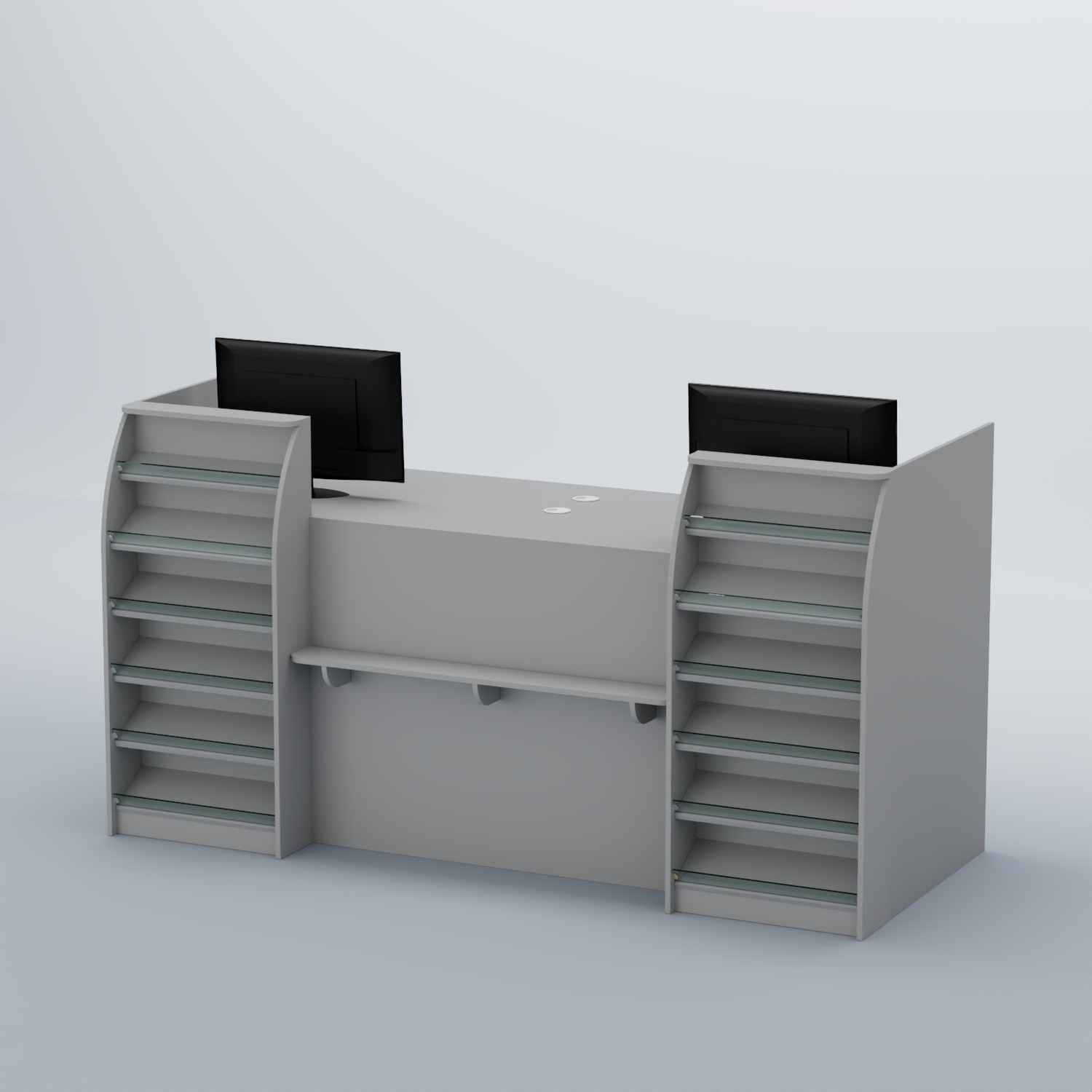 Ресепшен Атлант с фасадными наклонными полочками №3 Серый