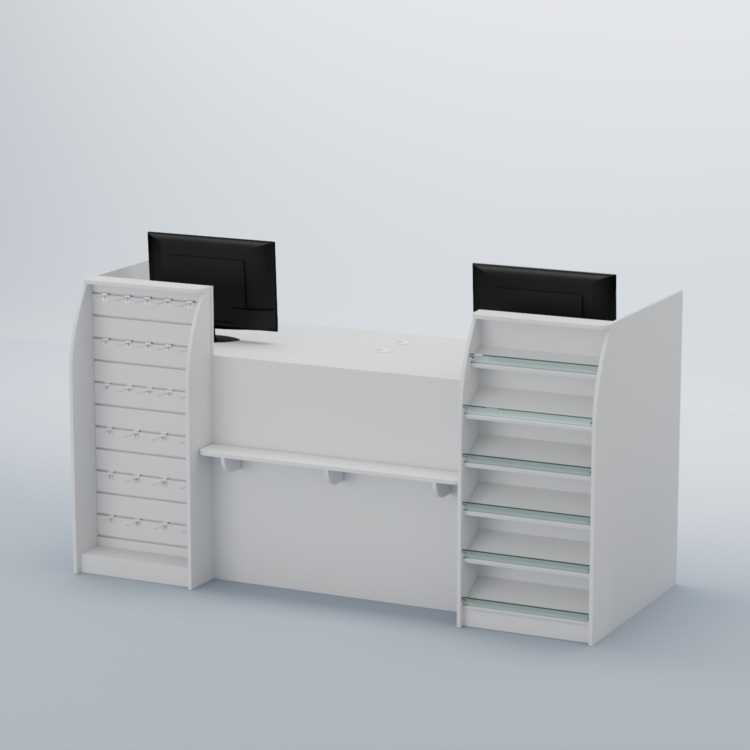 Ресепшен Атлант с фасадными наклонными полочками и экономпанелью №5 Белый