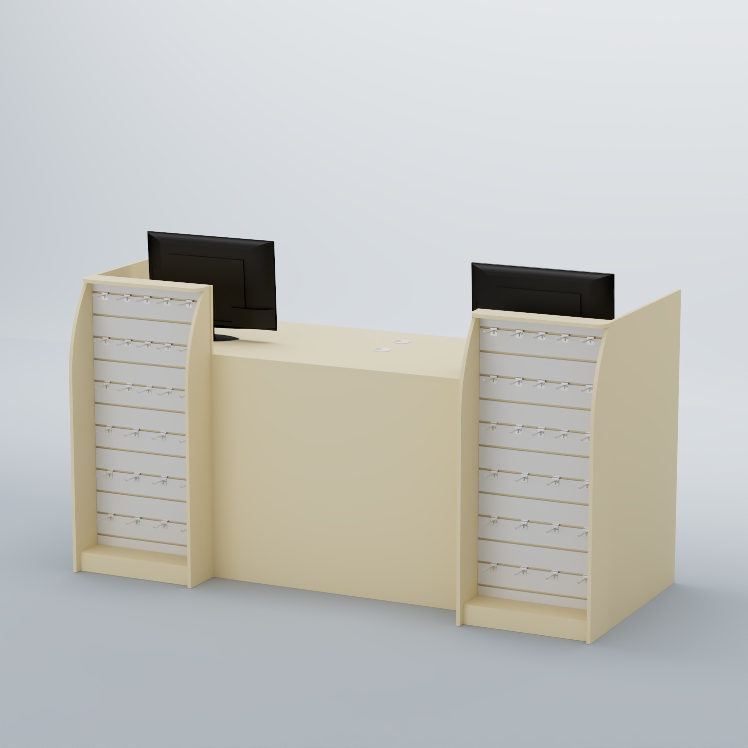 Ресепшен Атлант с фасадными наклонными экономпанелями №4 Крем Вайс + Белый