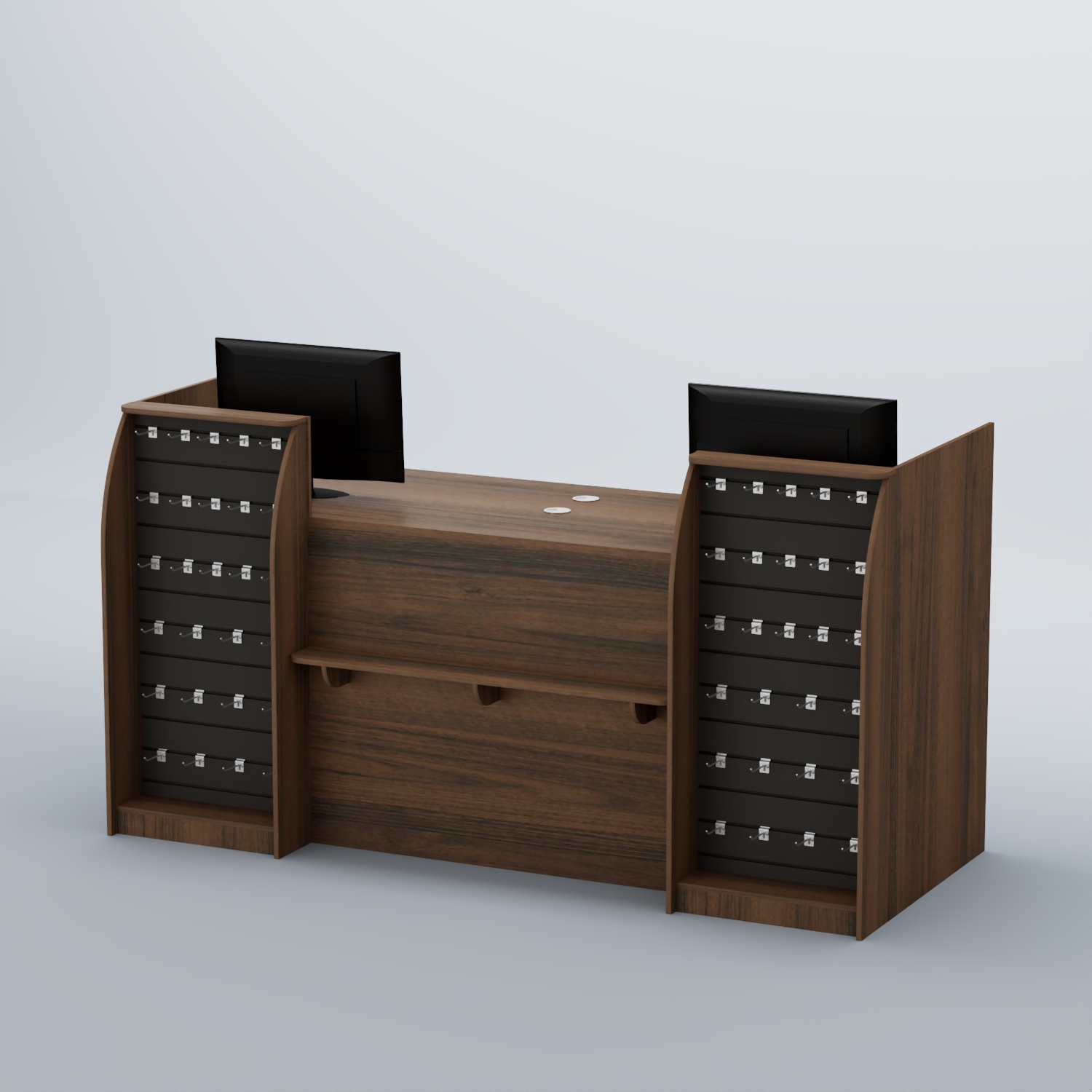 Ресепшен Атлант с фасадными наклонными экономпанелями №4 Орех + Черный