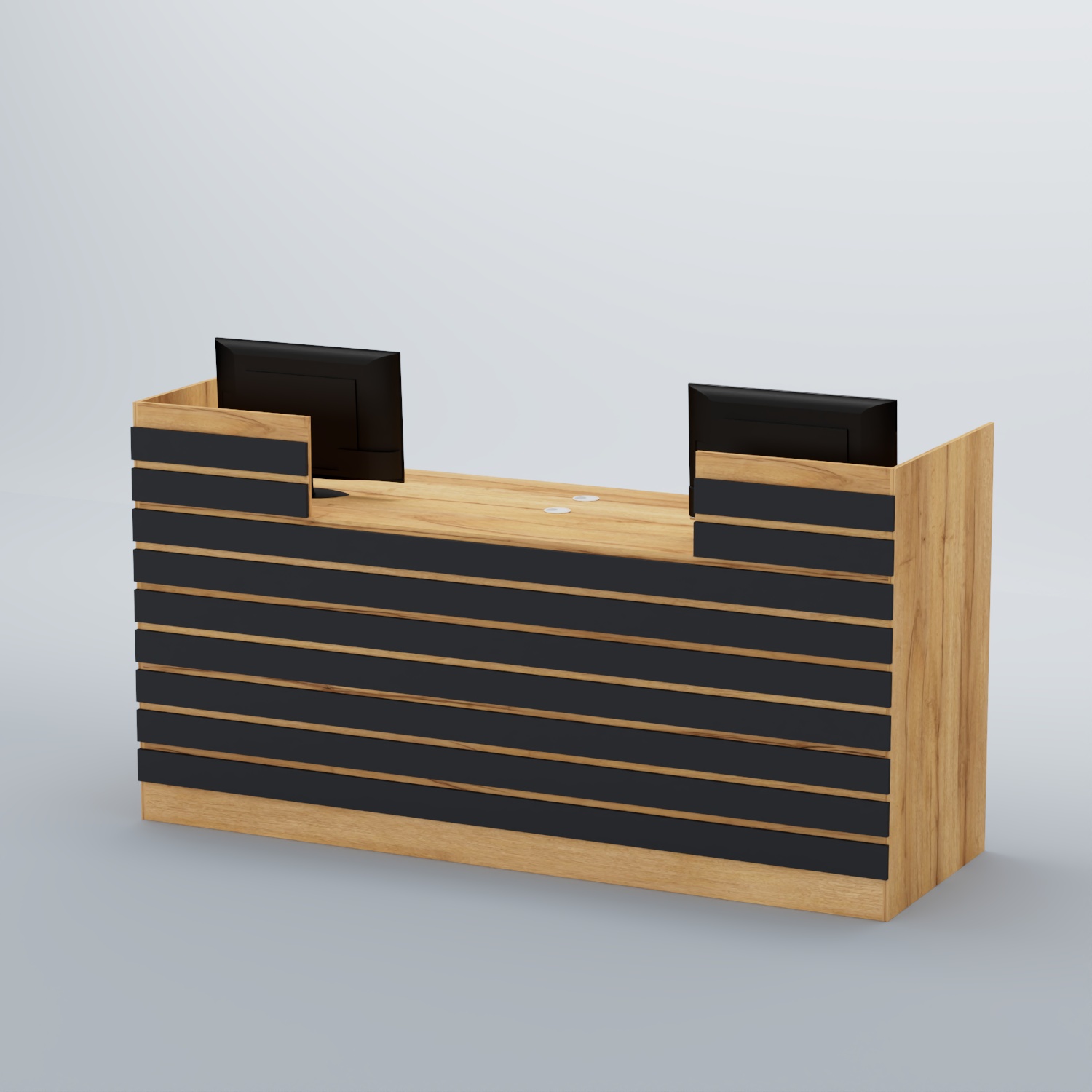 Ресепшен Атлант с накладными планками №6 Дуб Золотистый+Антрацит