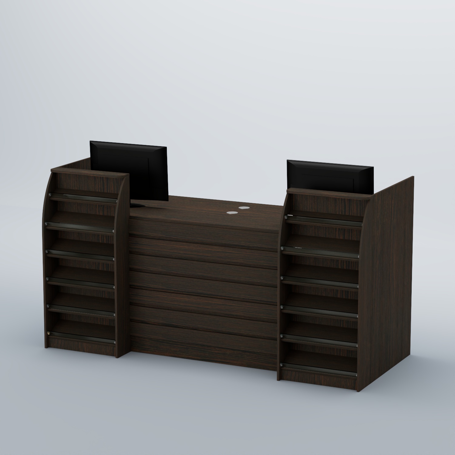 Ресепшен Атлант с накладными планками и наклонными полками №7 Дуб Венге