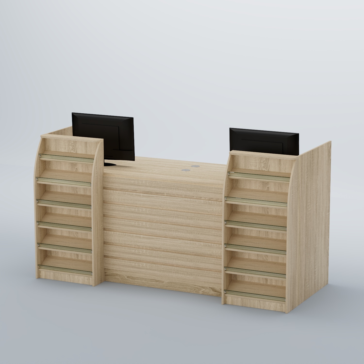 Ресепшен Атлант с накладными планками и наклонными полками №7 Дуб сонома