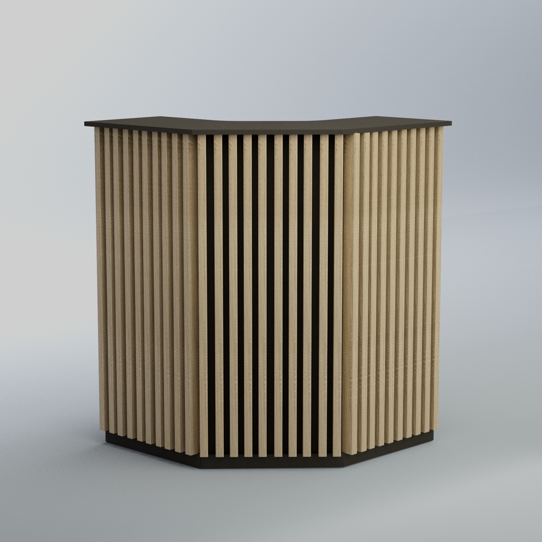 Ресепшен угловой серии ВЕРТИКАЛЬ №3 Черный + Дуб Сонома