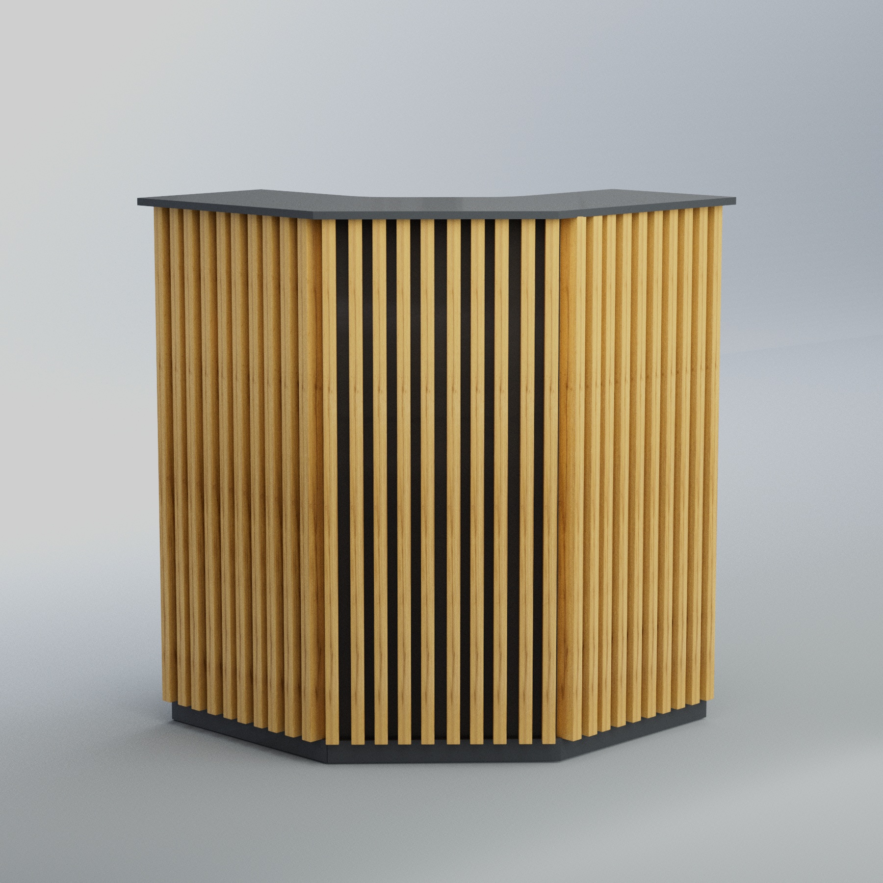 Ресепшен угловой серии ВЕРТИКАЛЬ №3 Темно-Серый  + Дуб Золотистый