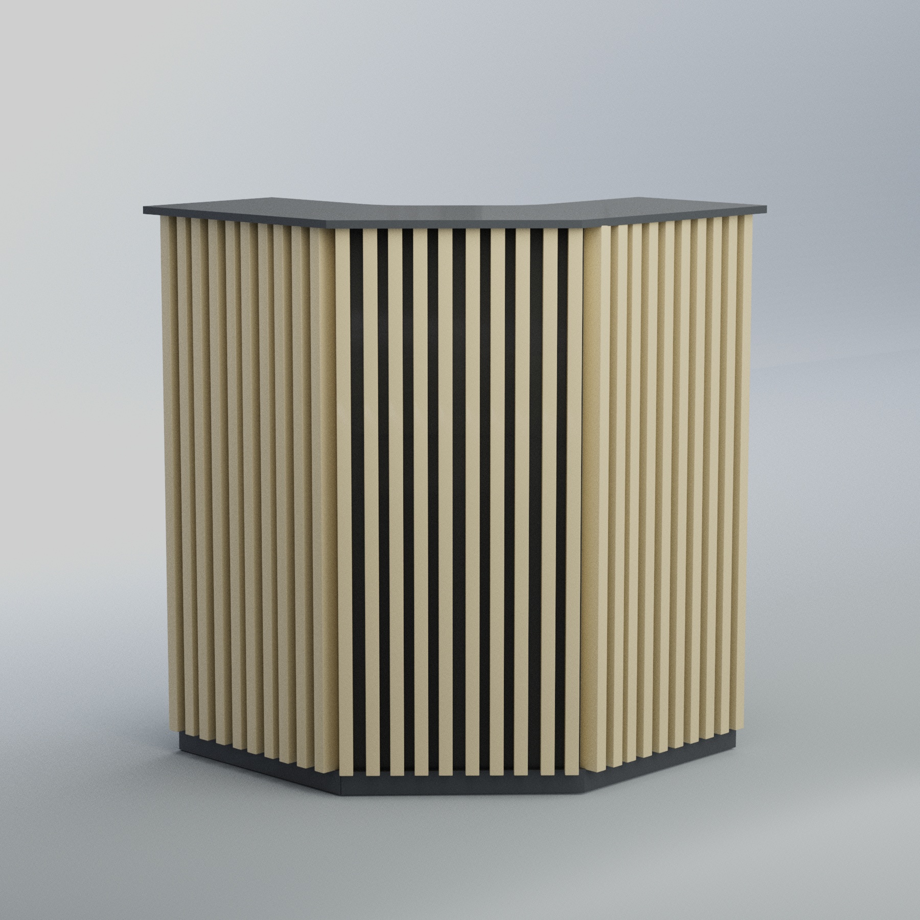 Ресепшен угловой серии ВЕРТИКАЛЬ №3 Темно-серый + Крем Вайс