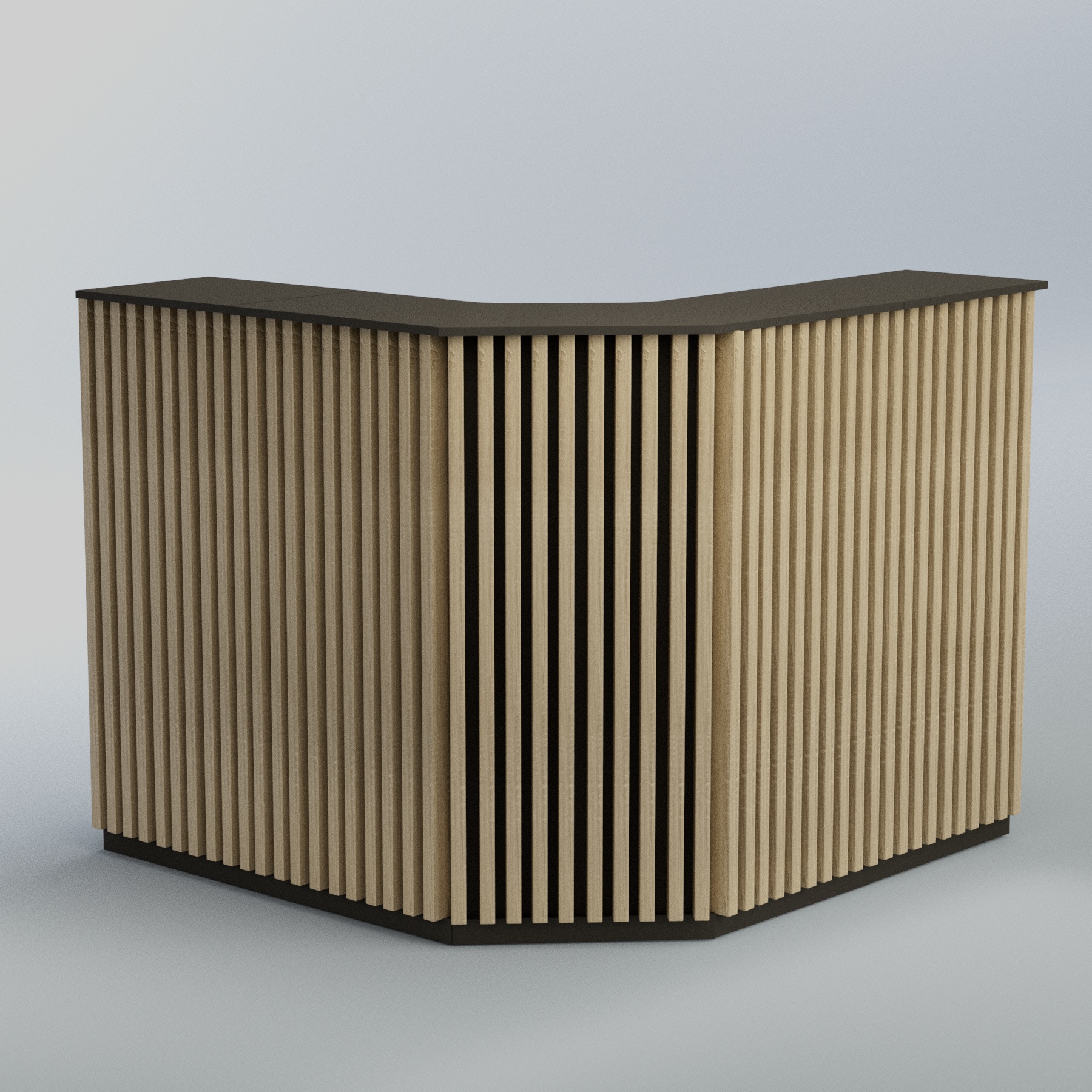 Ресепшен Г-образный серии ВЕРТИКАЛЬ №4 Черный + Дуб Сонома