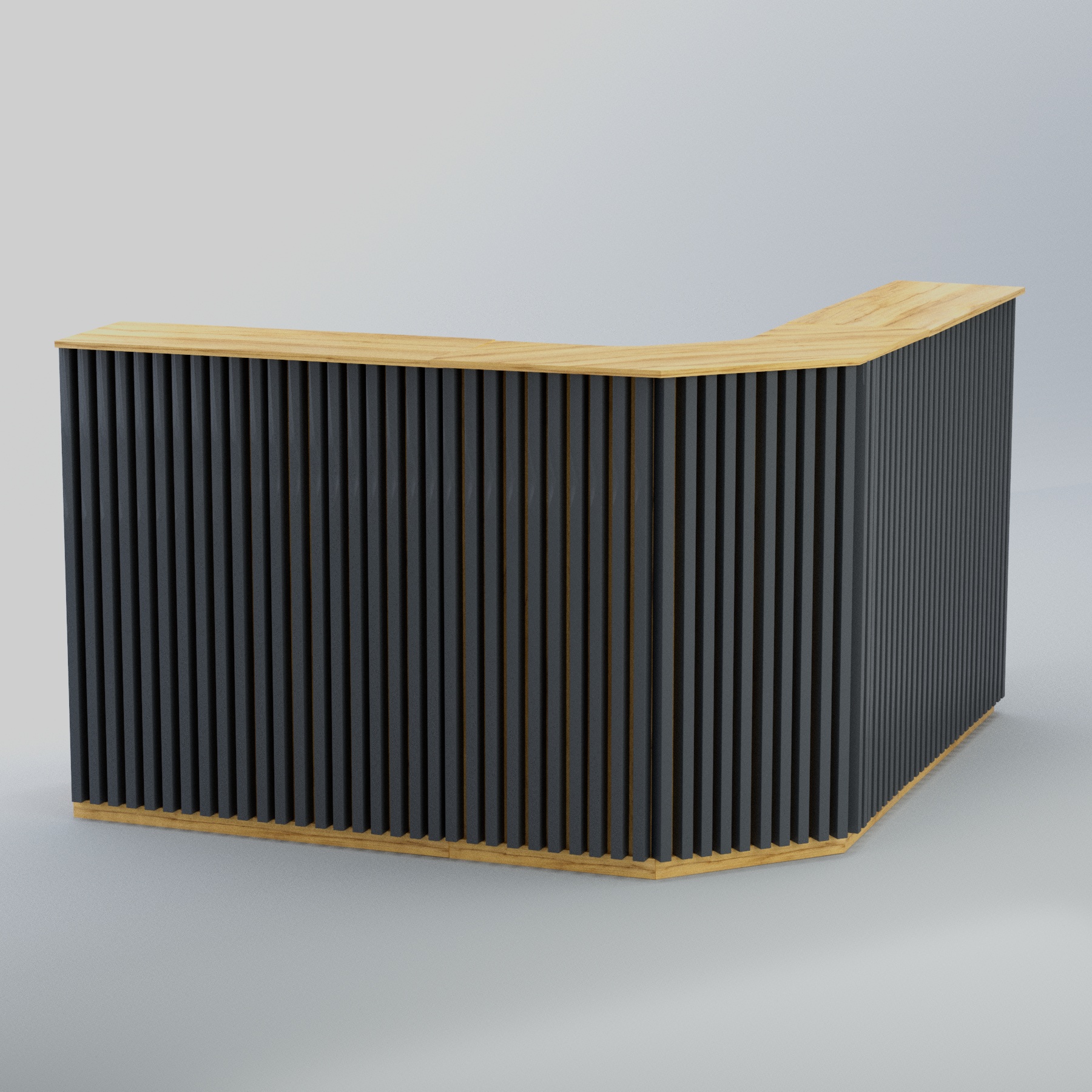 Ресепшен угловой большой серии ВЕРТИКАЛЬ №5 Дуб Золотистый и Темно-Серый