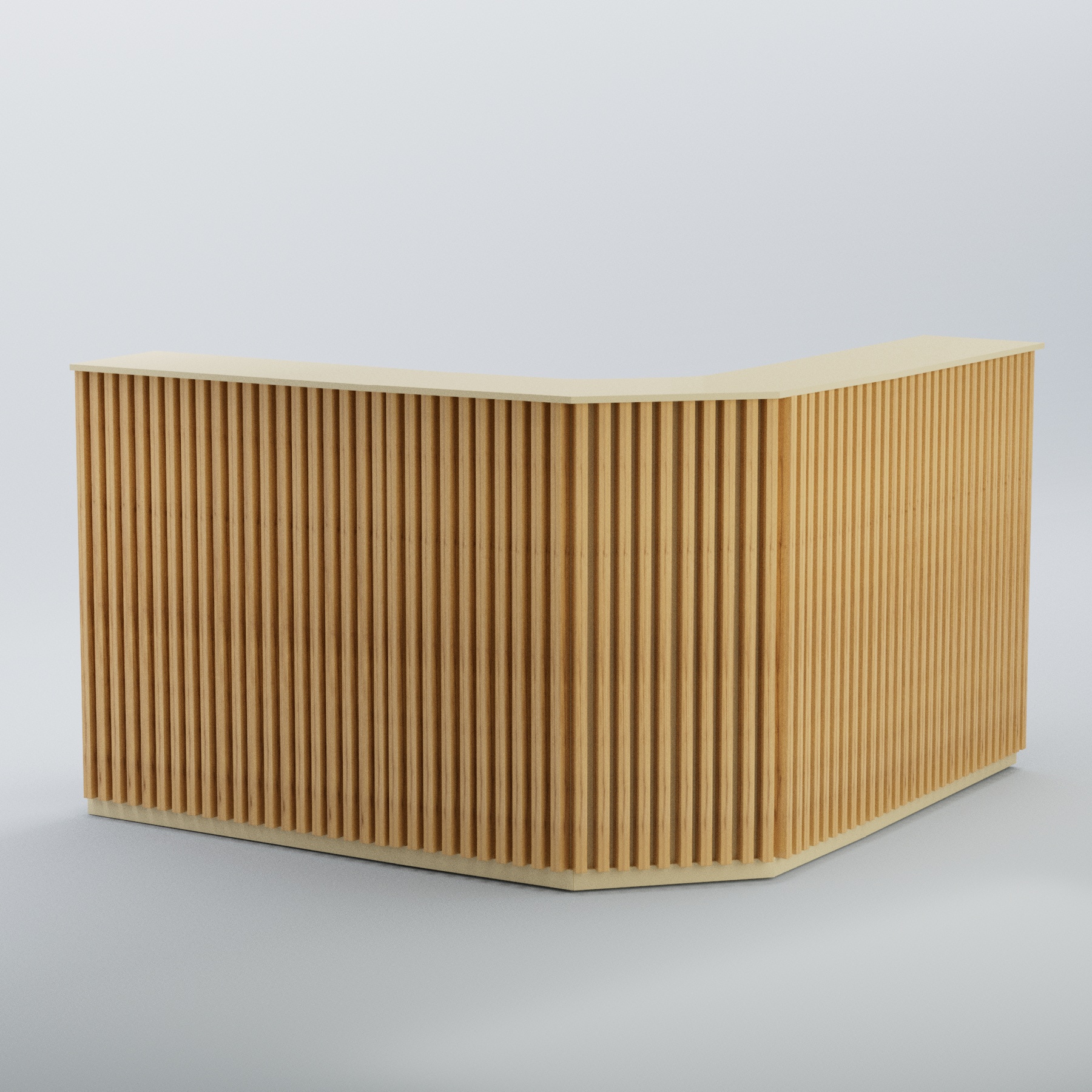 Ресепшен угловой большой серии ВЕРТИКАЛЬ №5 Крем Вайс и Дуб Золотистый