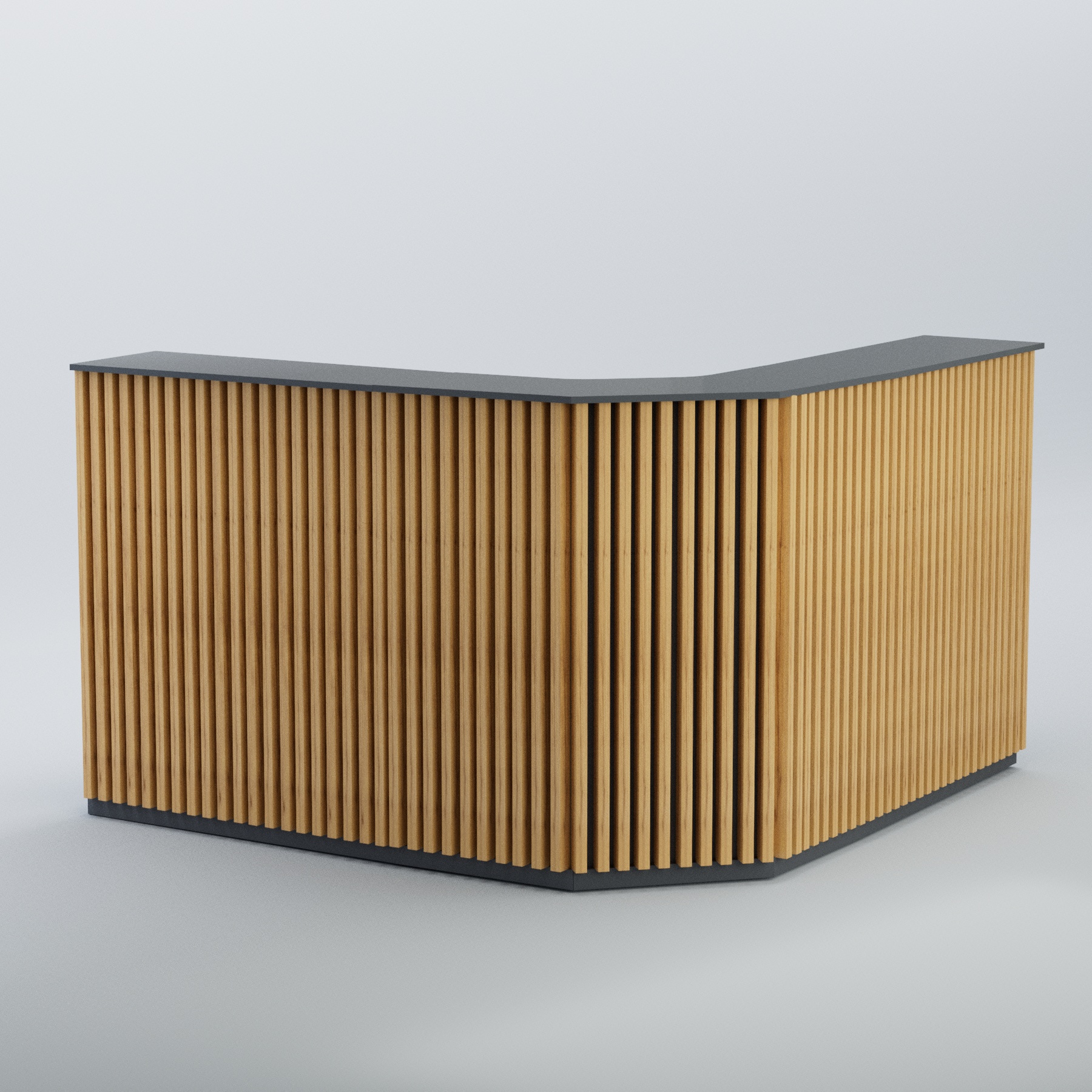 Ресепшен угловой большой серии ВЕРТИКАЛЬ №5 Темно-Серый  + Дуб Золотистый