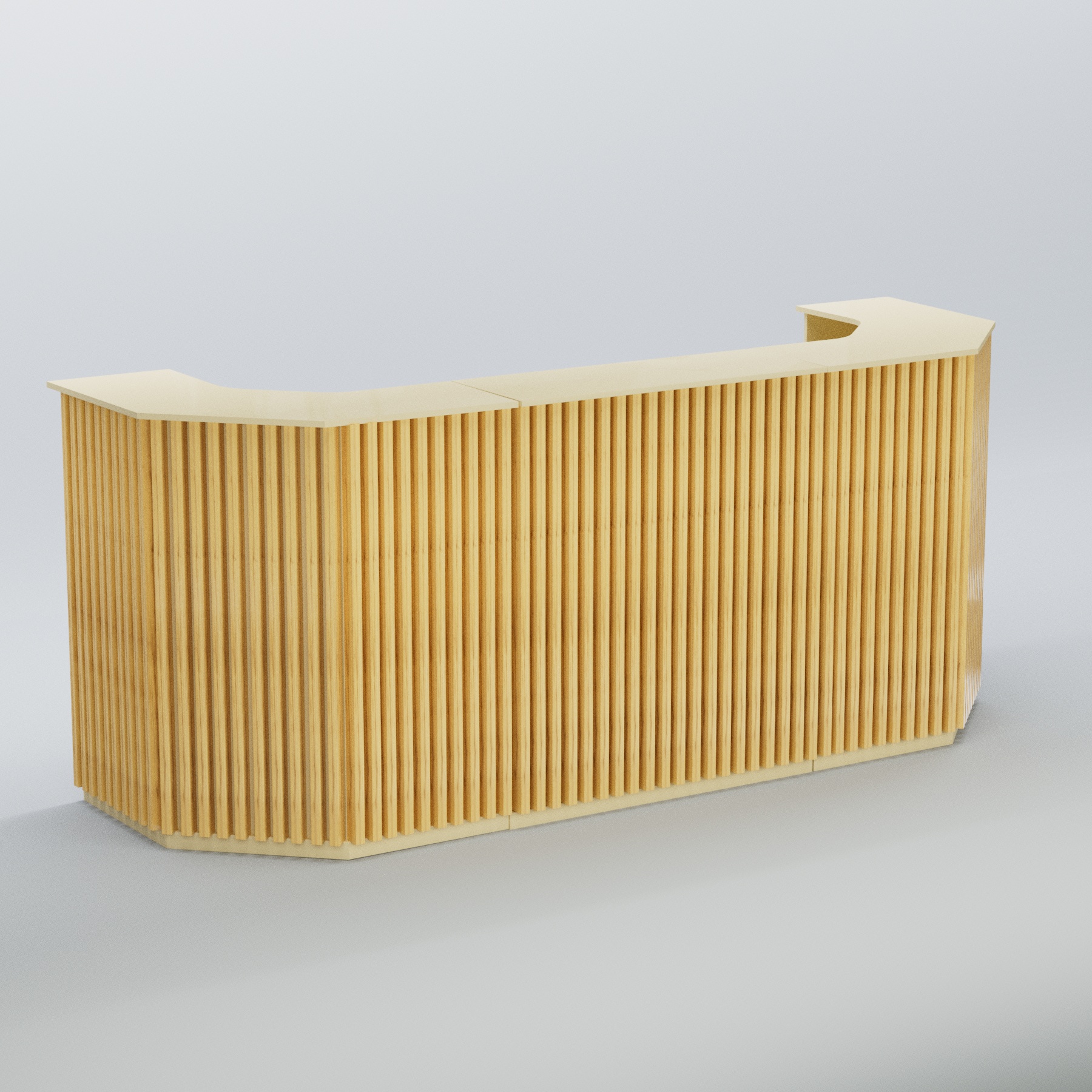 Ресепшен со скошенными углами серии ВЕРТИКАЛЬ №6 Крем Вайс и Дуб Золотистый