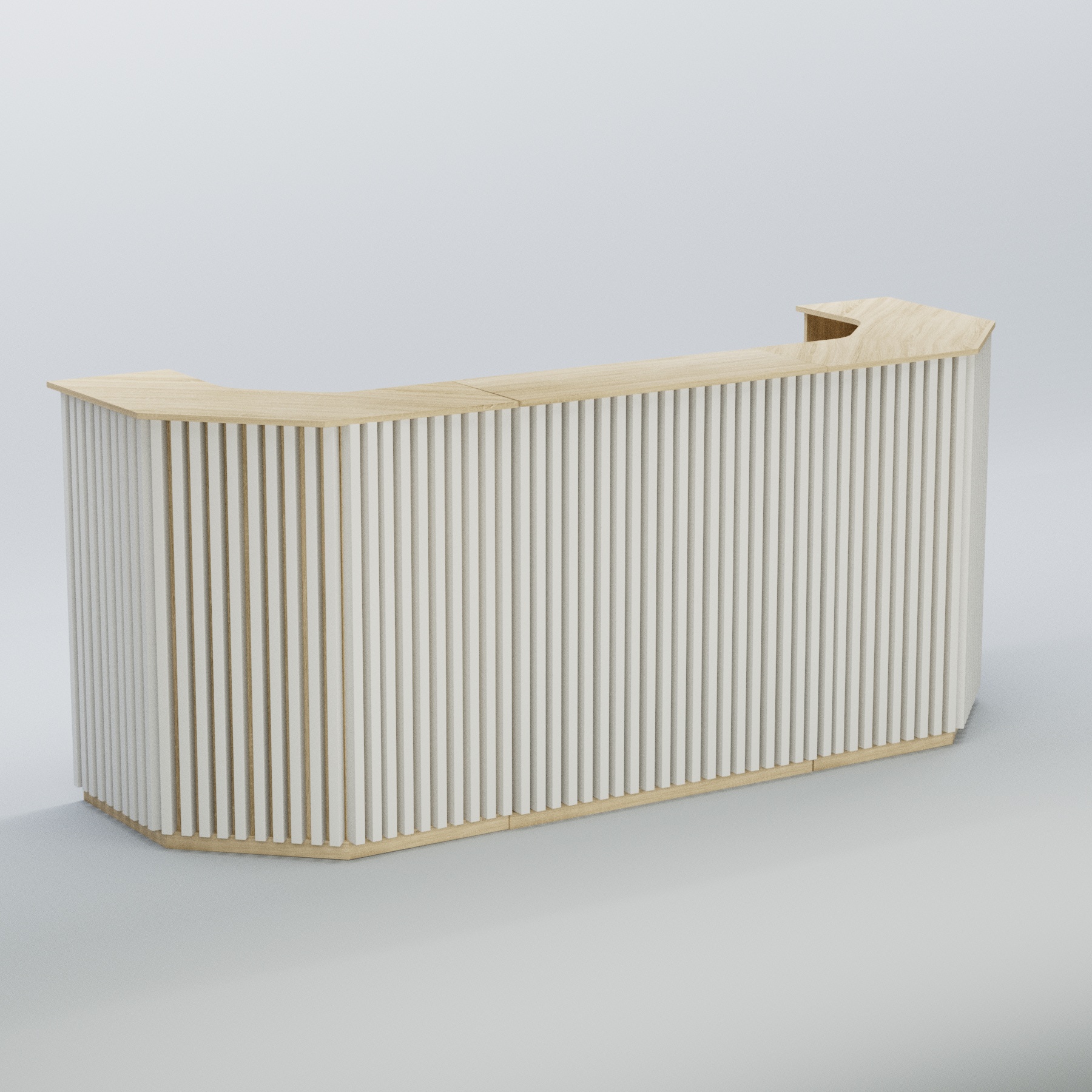 Ресепшен со скошенными углами серии ВЕРТИКАЛЬ №6 Дуб Сонома + Белый