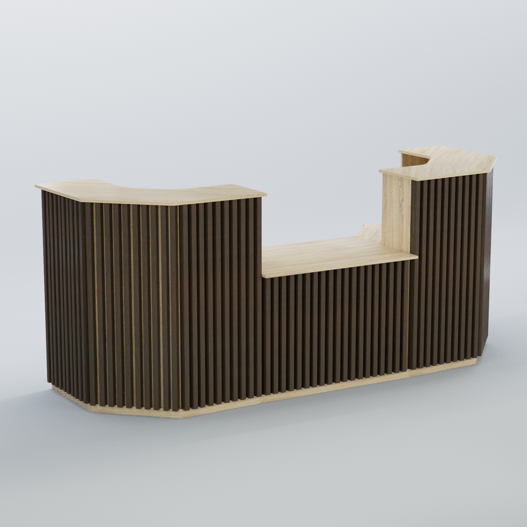 Ресепшен со столом выдачи серии ВЕРТИКАЛЬ №7 Дуб Сонома + Дуб Венге