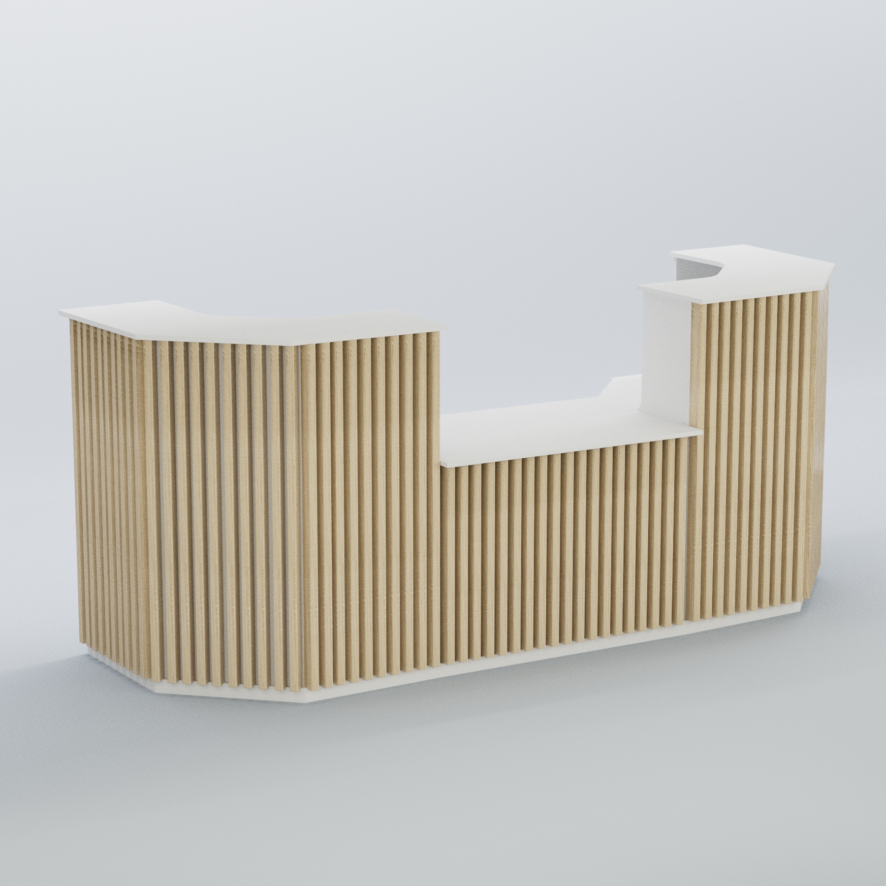 Ресепшен со столом выдачи серии ВЕРТИКАЛЬ №7 Белый + Дуб Сонома