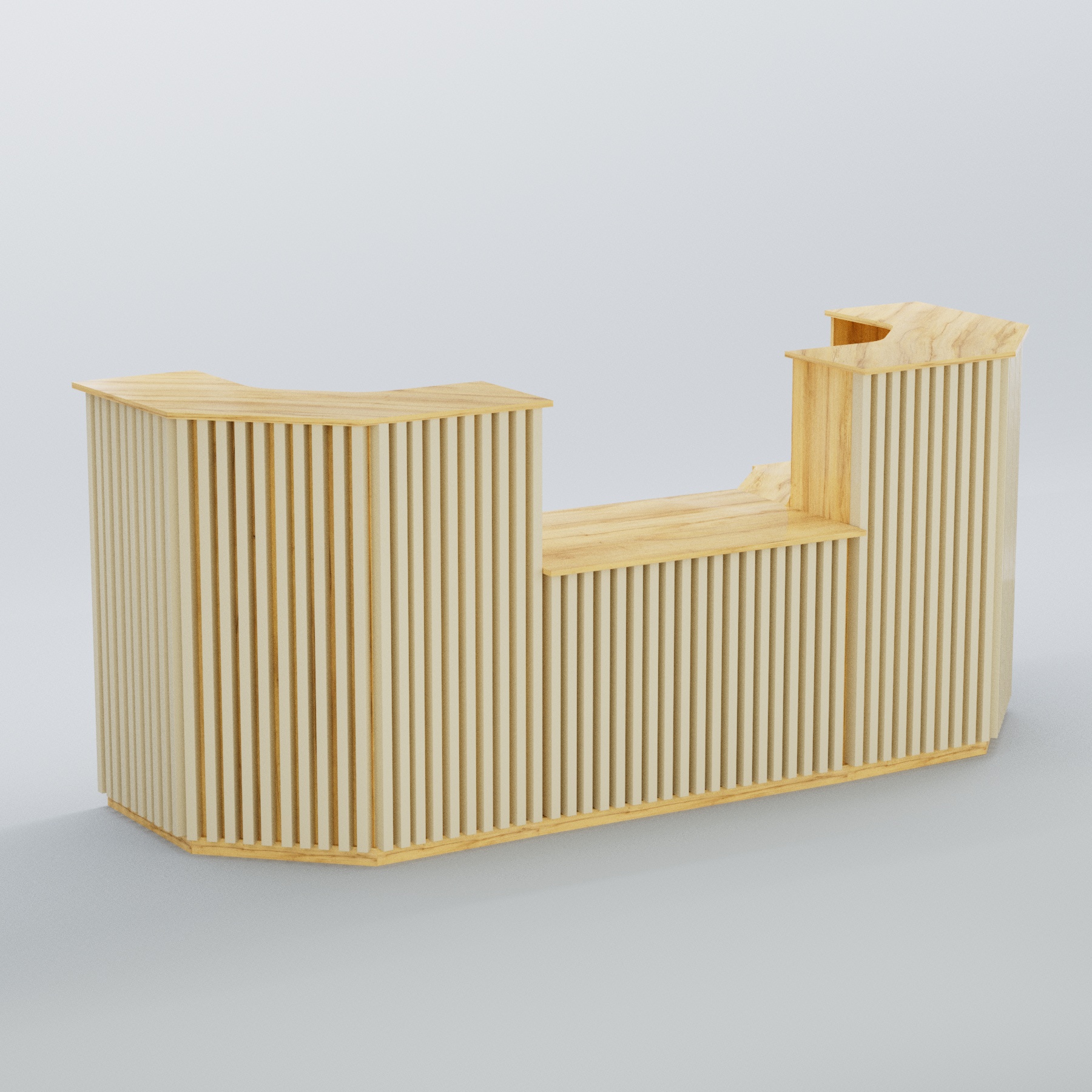 Ресепшен со столом выдачи серии ВЕРТИКАЛЬ №7 Дуб Золотистый и Крем Вайс