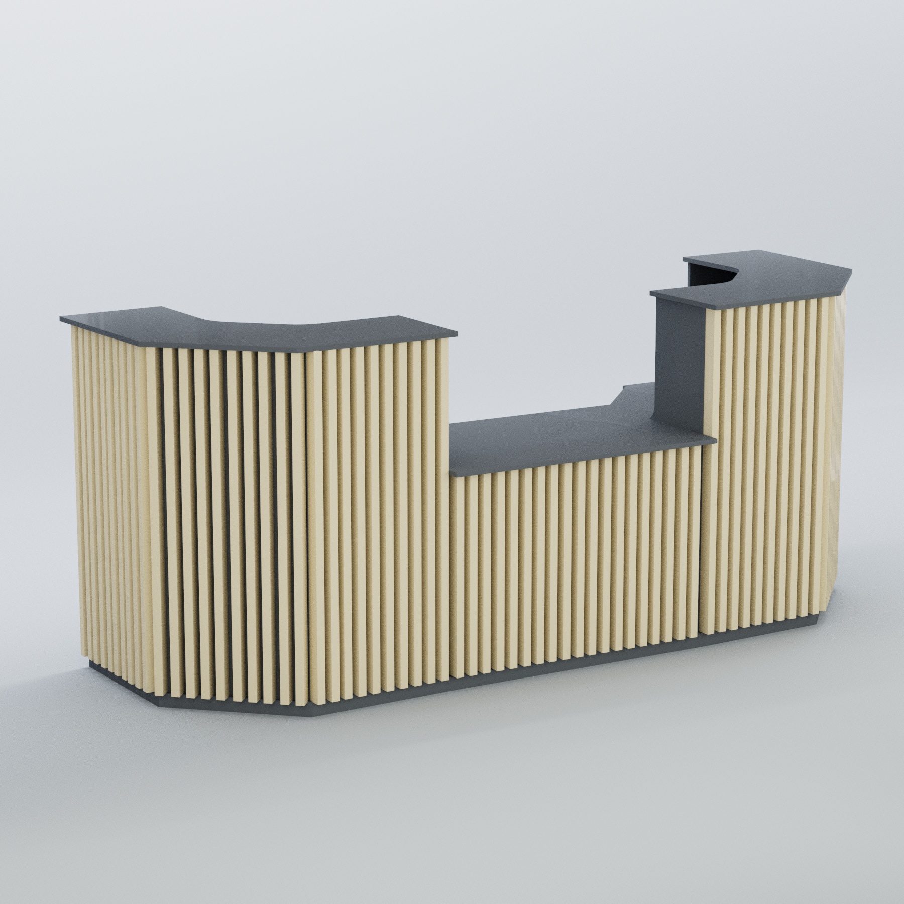 Ресепшен со столом выдачи серии ВЕРТИКАЛЬ №7 Темно-серый + Крем Вайс