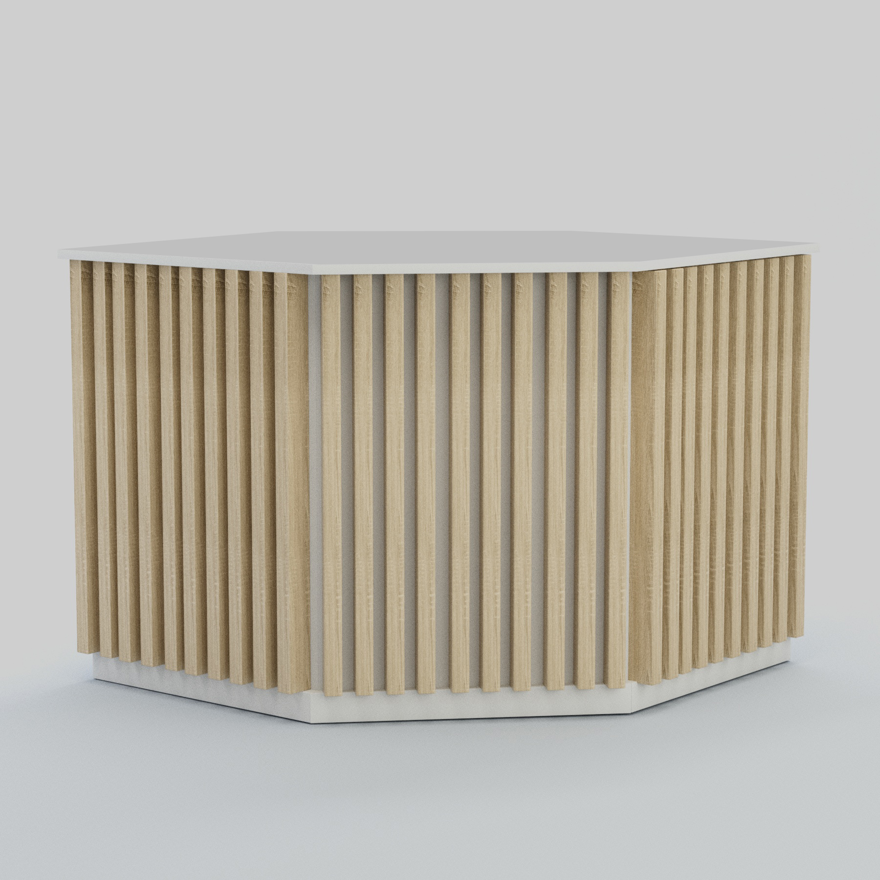 Ресепшен - стол угловой серии ВЕРТИКАЛЬ №10 Белый + Дуб Сонома