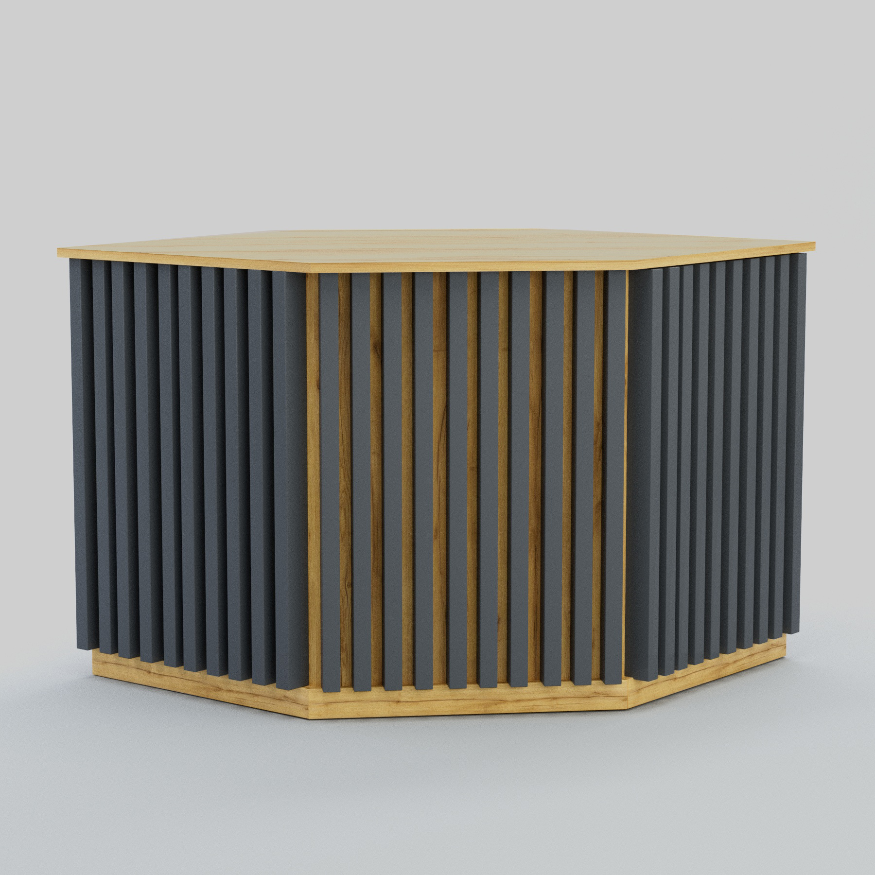 Ресепшен - стол угловой серии ВЕРТИКАЛЬ №10 Дуб Золотистый и Темно-Серый