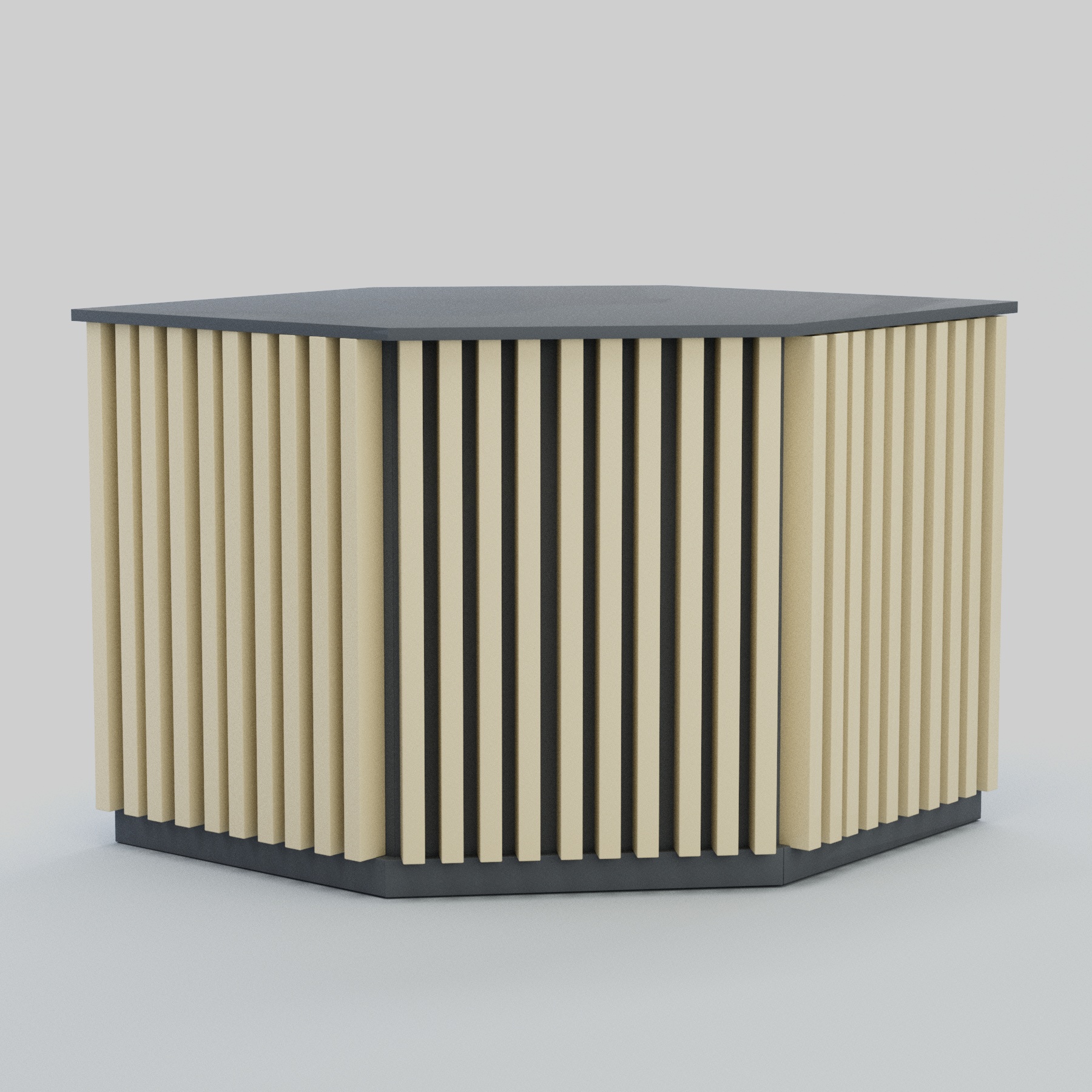 Ресепшен - стол угловой серии ВЕРТИКАЛЬ №10 Темно-серый + Крем Вайс