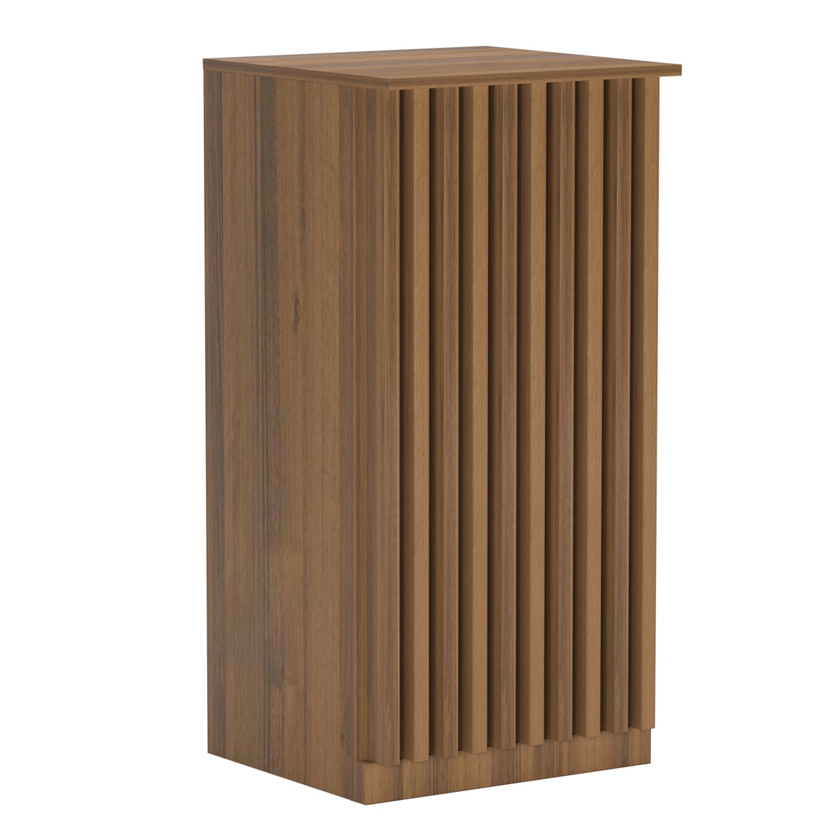 Торговый стол-прилавок квадратный для выдачи товара с планками серии ВЕРТИКАЛЬ №21 Орех