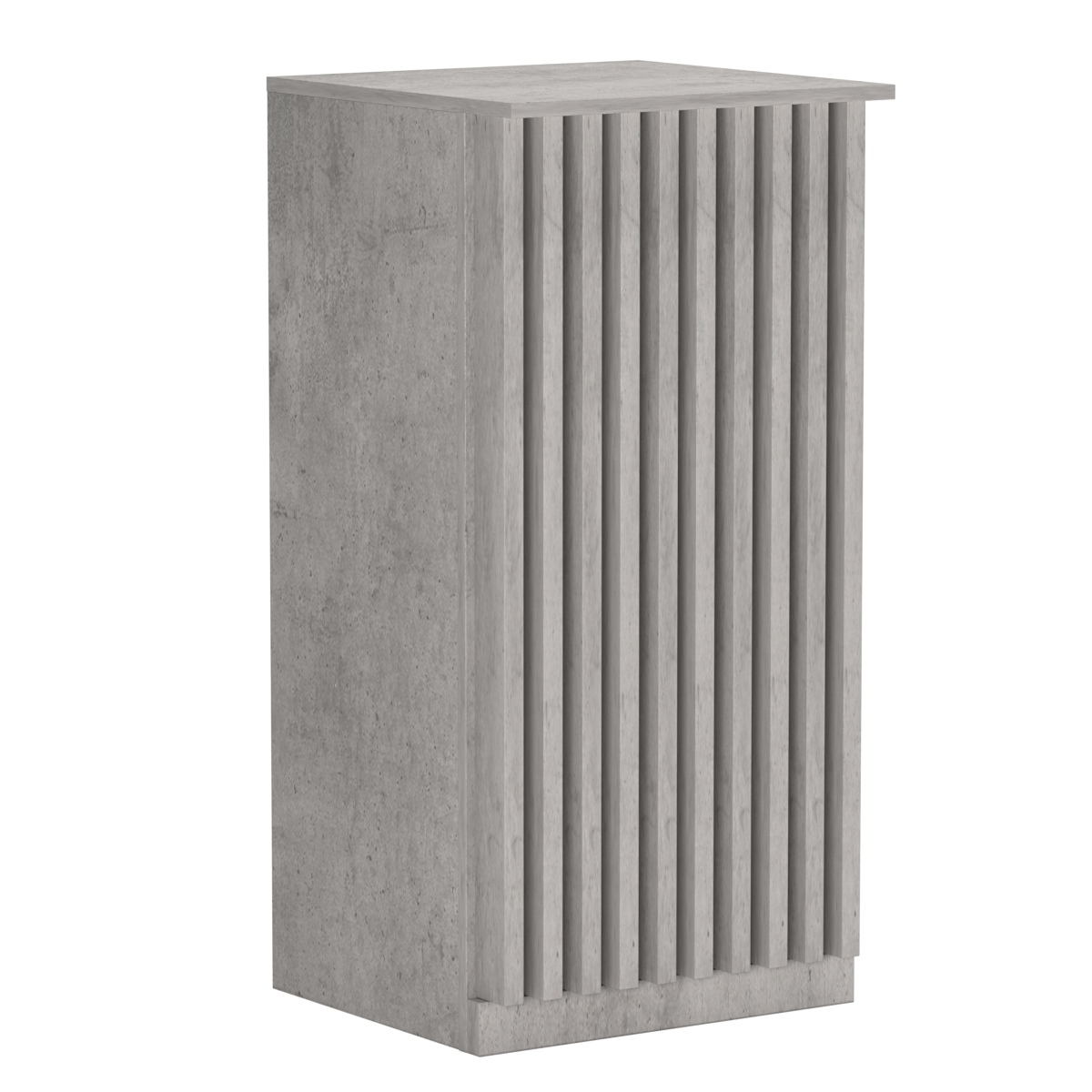 Торговый стол-прилавок квадратный для выдачи товара с планками серии ВЕРТИКАЛЬ №21 Бетон Чикаго светло-серый F186 ST9