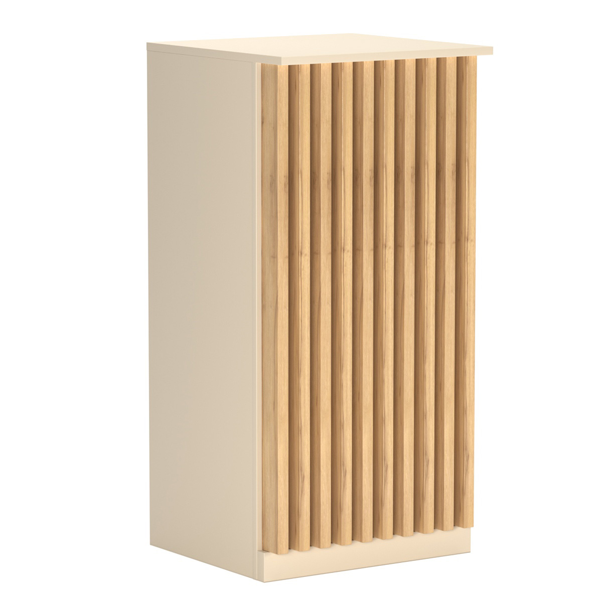 Торговый стол-прилавок квадратный для выдачи товара с планками серии ВЕРТИКАЛЬ №21 Крем Вайс и Дуб Золотистый