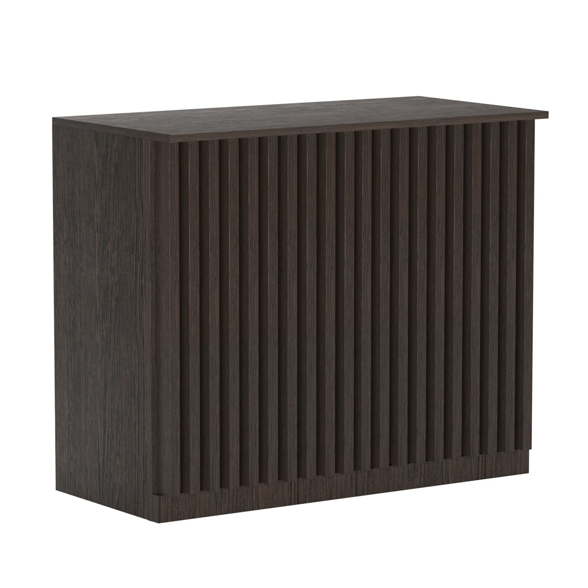 Торговый стол-прилавок широкий с планками серии ВЕРТИКАЛЬ №20 Дуб Венге