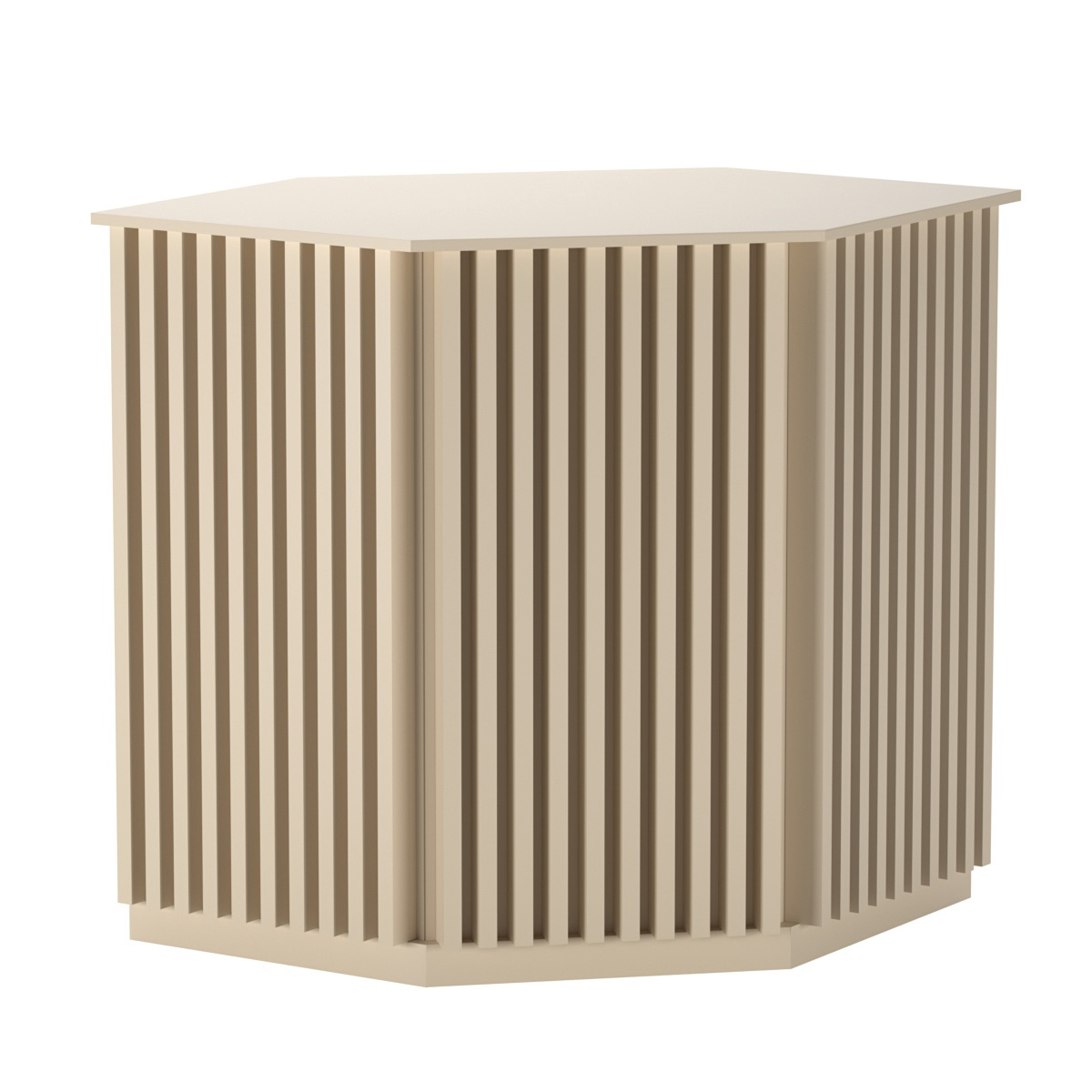 Торговый стол-прилавок шестигранный с планками серии ВЕРТИКАЛЬ №22 Крем Вайс