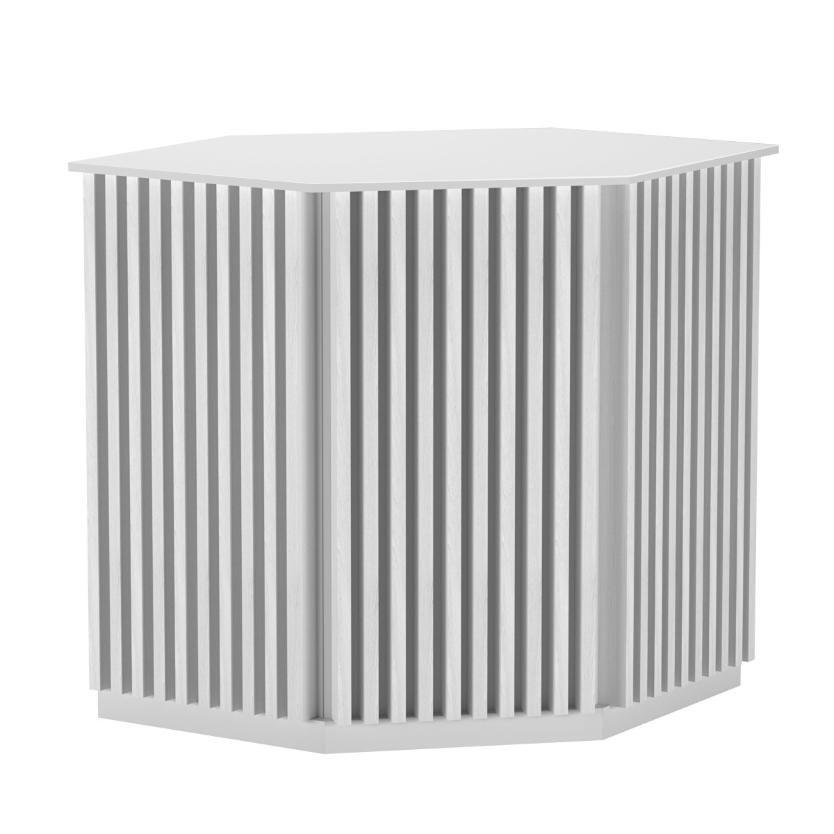 Торговый стол-прилавок шестигранный с планками серии ВЕРТИКАЛЬ №22 Белый