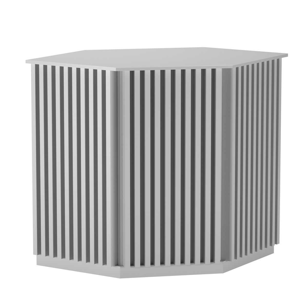 Торговый стол-прилавок шестигранный с планками серии ВЕРТИКАЛЬ №22 Серый