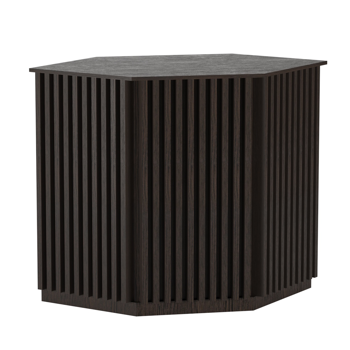 Торговый стол-прилавок шестигранный с планками серии ВЕРТИКАЛЬ №22 Дуб Венге