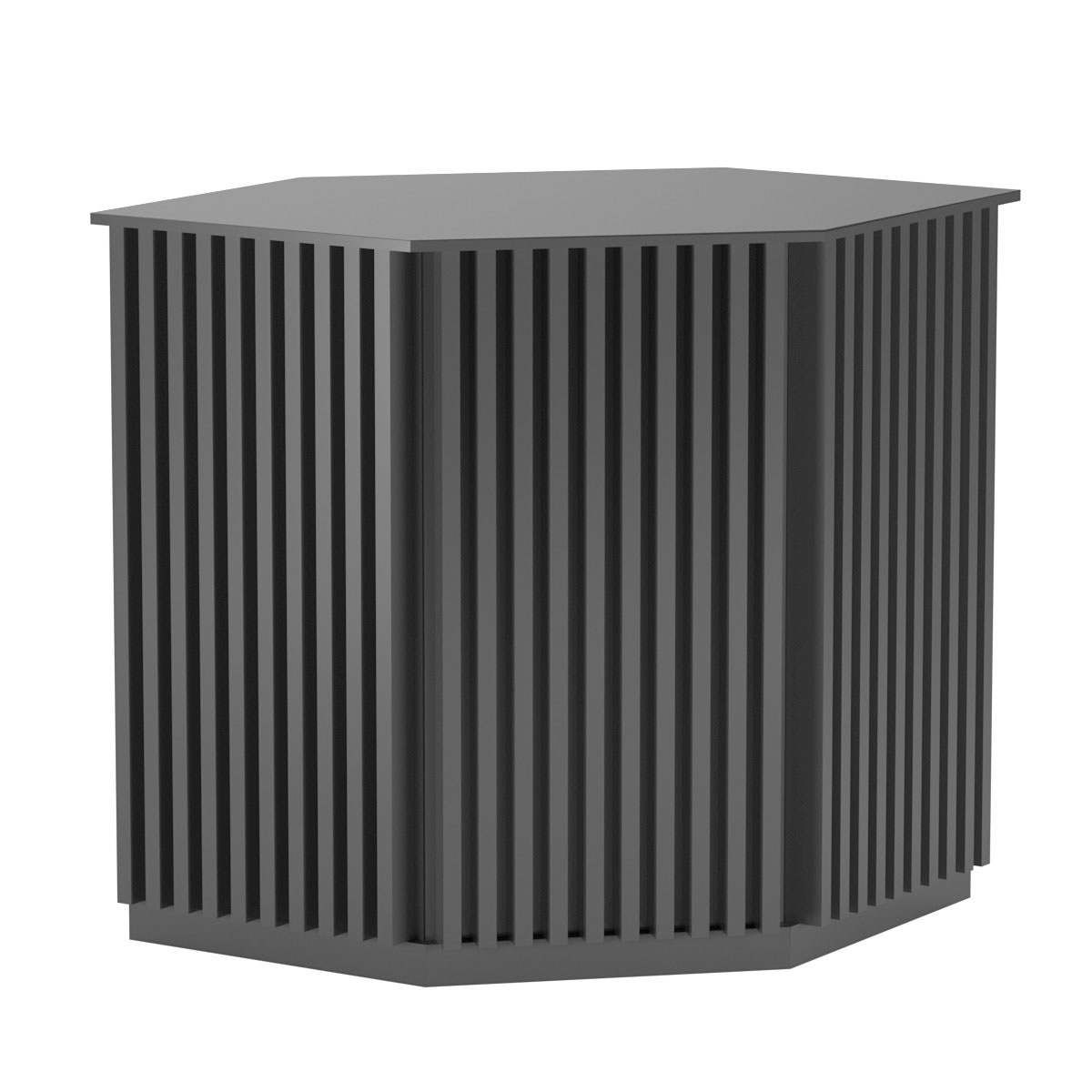 Торговый стол-прилавок шестигранный с планками серии ВЕРТИКАЛЬ №22 Темно-Серый