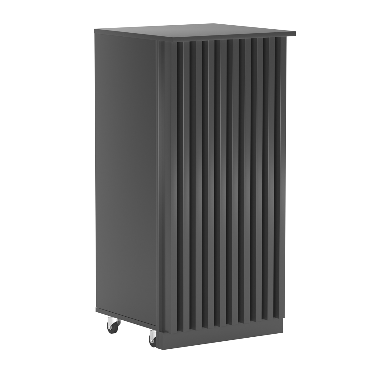 Торговый прилавок под кассу выкатной квадратный с планками серии ВЕРТИКАЛЬ №2 Антрацит